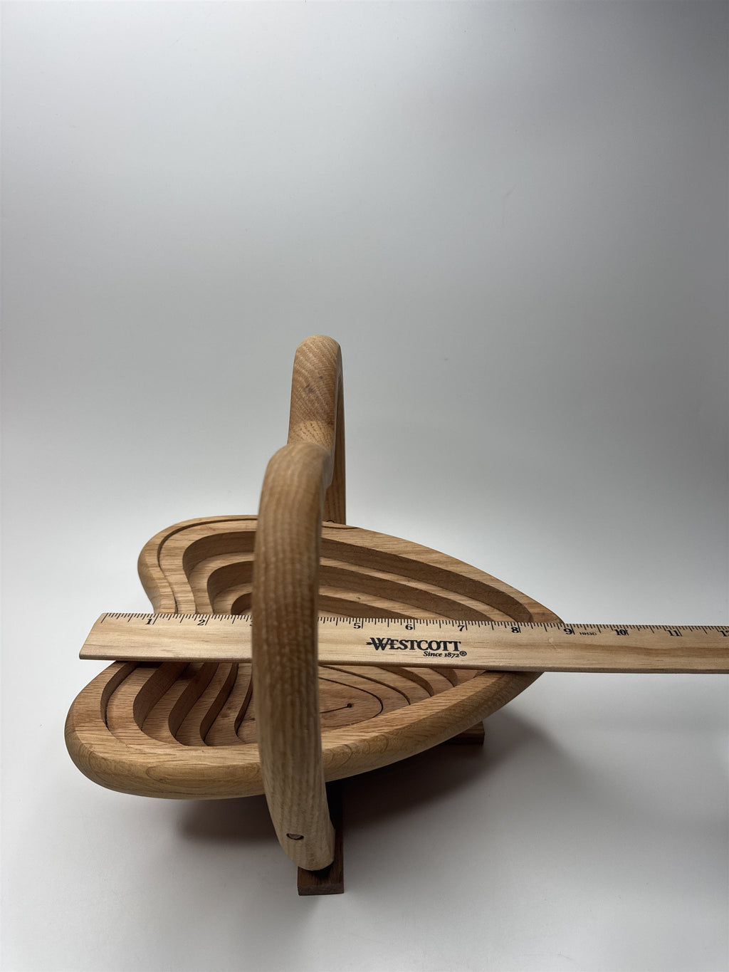 Vintage Handmade Heart Shaped Collapsible Convertible Wooden Bowl/Basket/Trivet