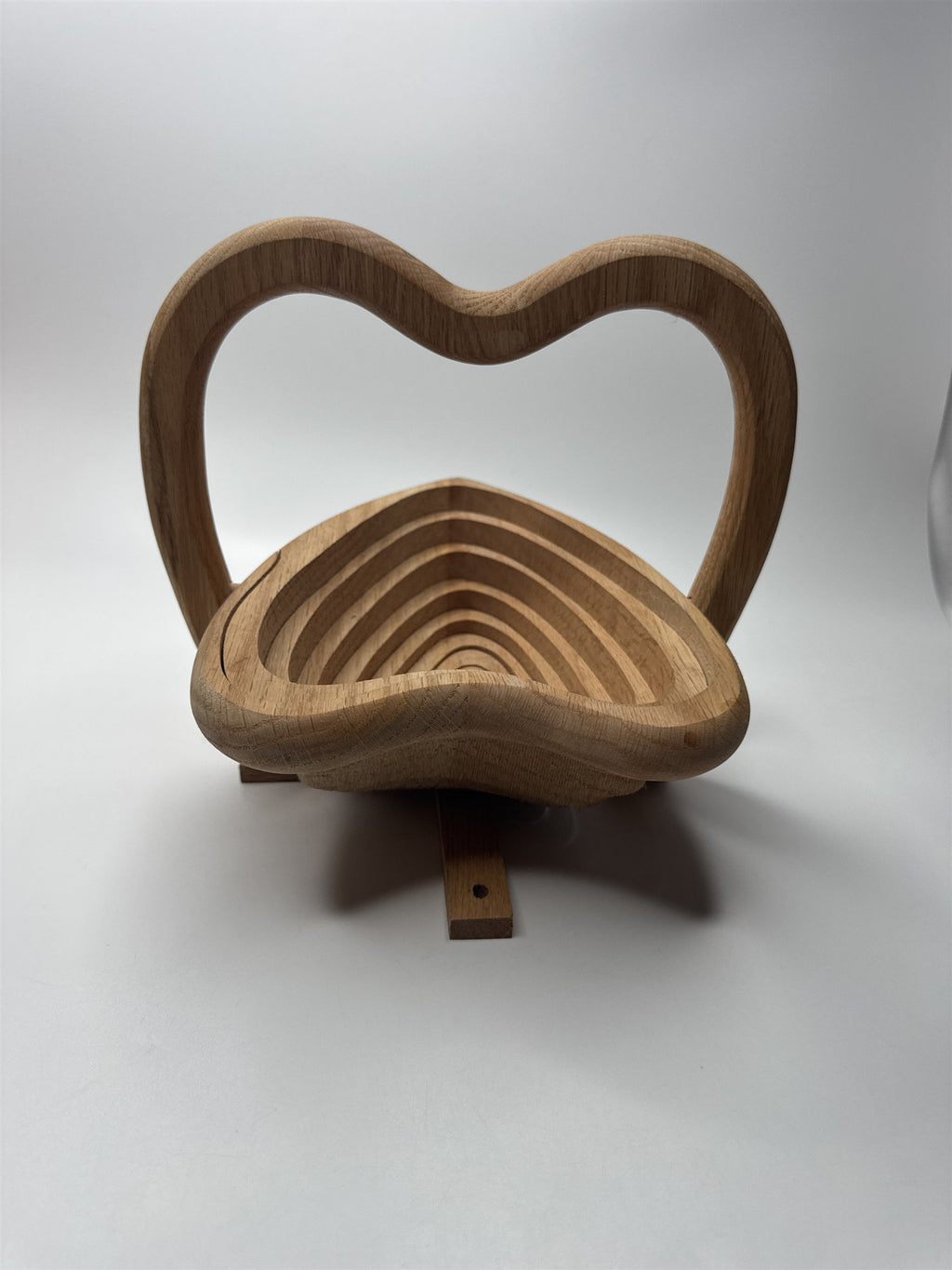 Vintage Handmade Heart Shaped Collapsible Convertible Wooden Bowl/Basket/Trivet