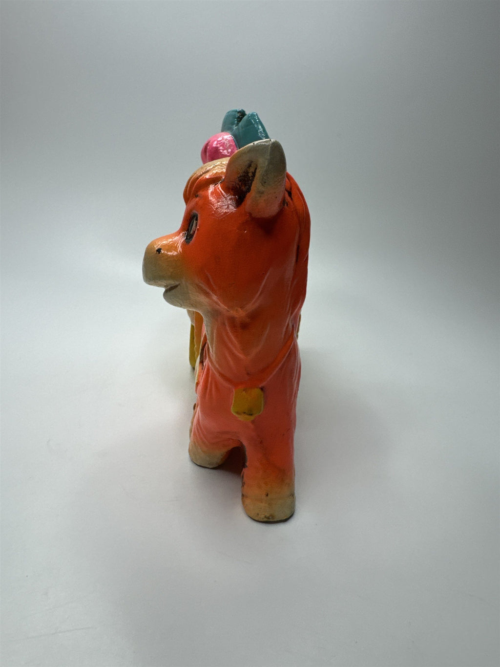Vintage Whimsical Coin Bank Boy on Cart with Orange Donkey Handmade Japan
