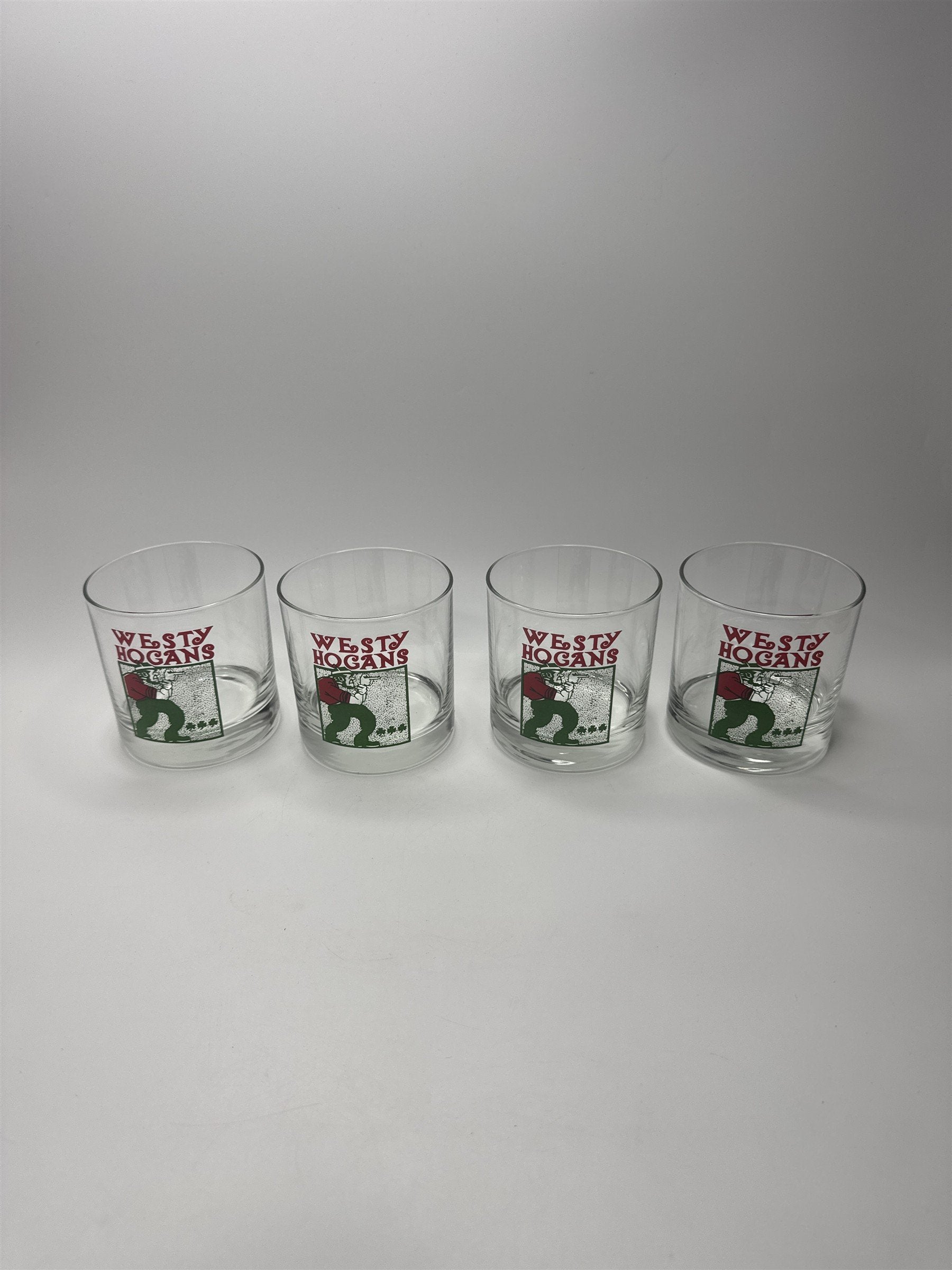 Set of 4 Vintage Westy Hogans Irish Shooter Whiskey Glasses