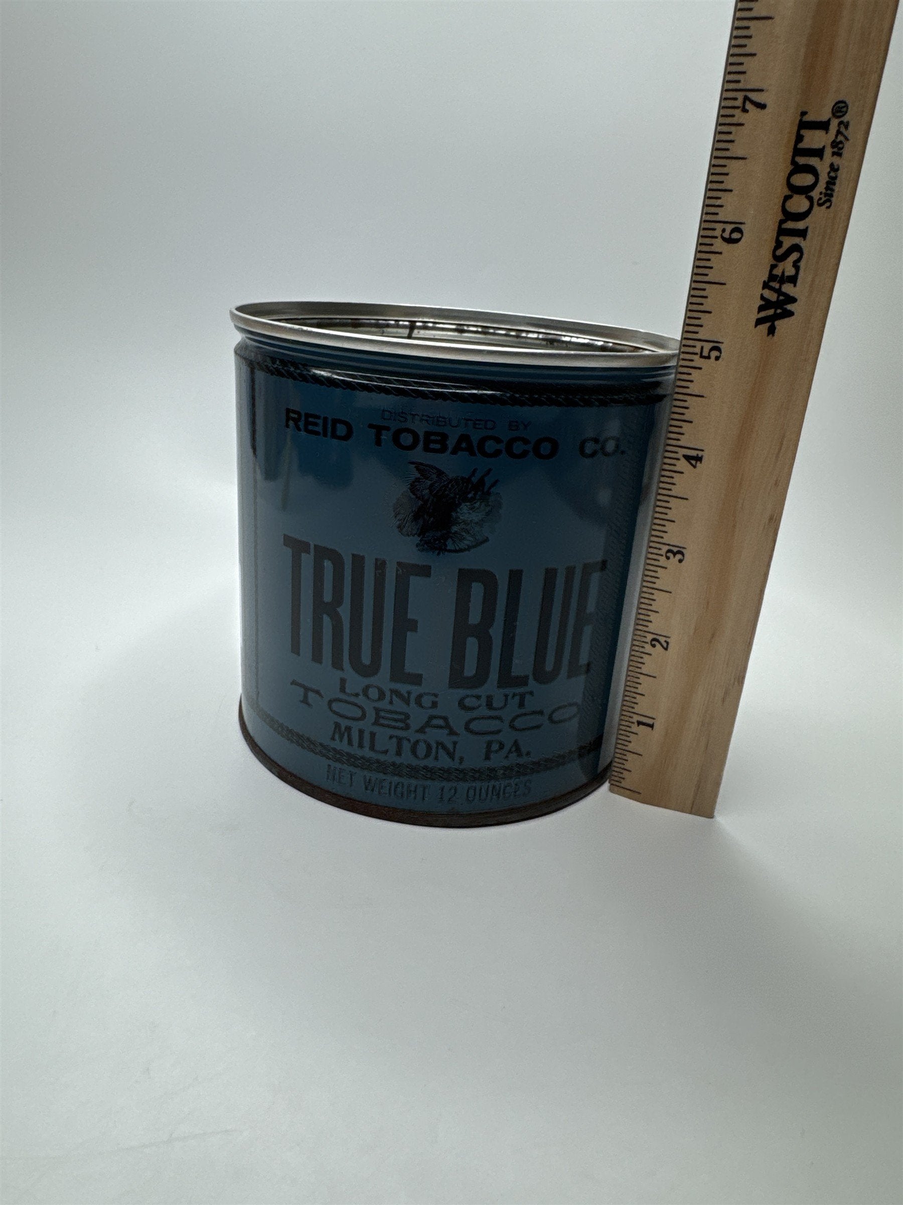 Vintage True Blue Tobacco Metal Empty Tin Milton PA Nostalgic