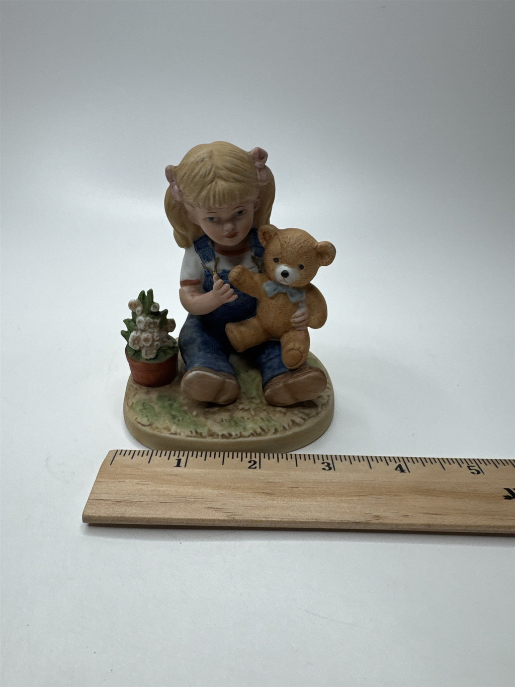 Homco Denim Days 1985 #1504 Debbie With Her Teddy Bear Figurine