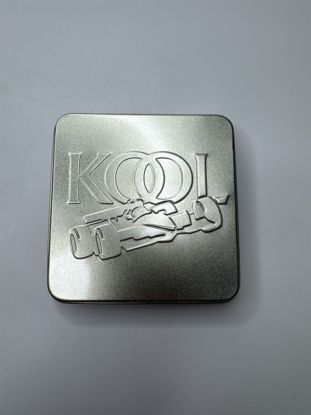 Vintage Kool Team Green Metal Swing Top Racecar Empty Cigarette Tin Container