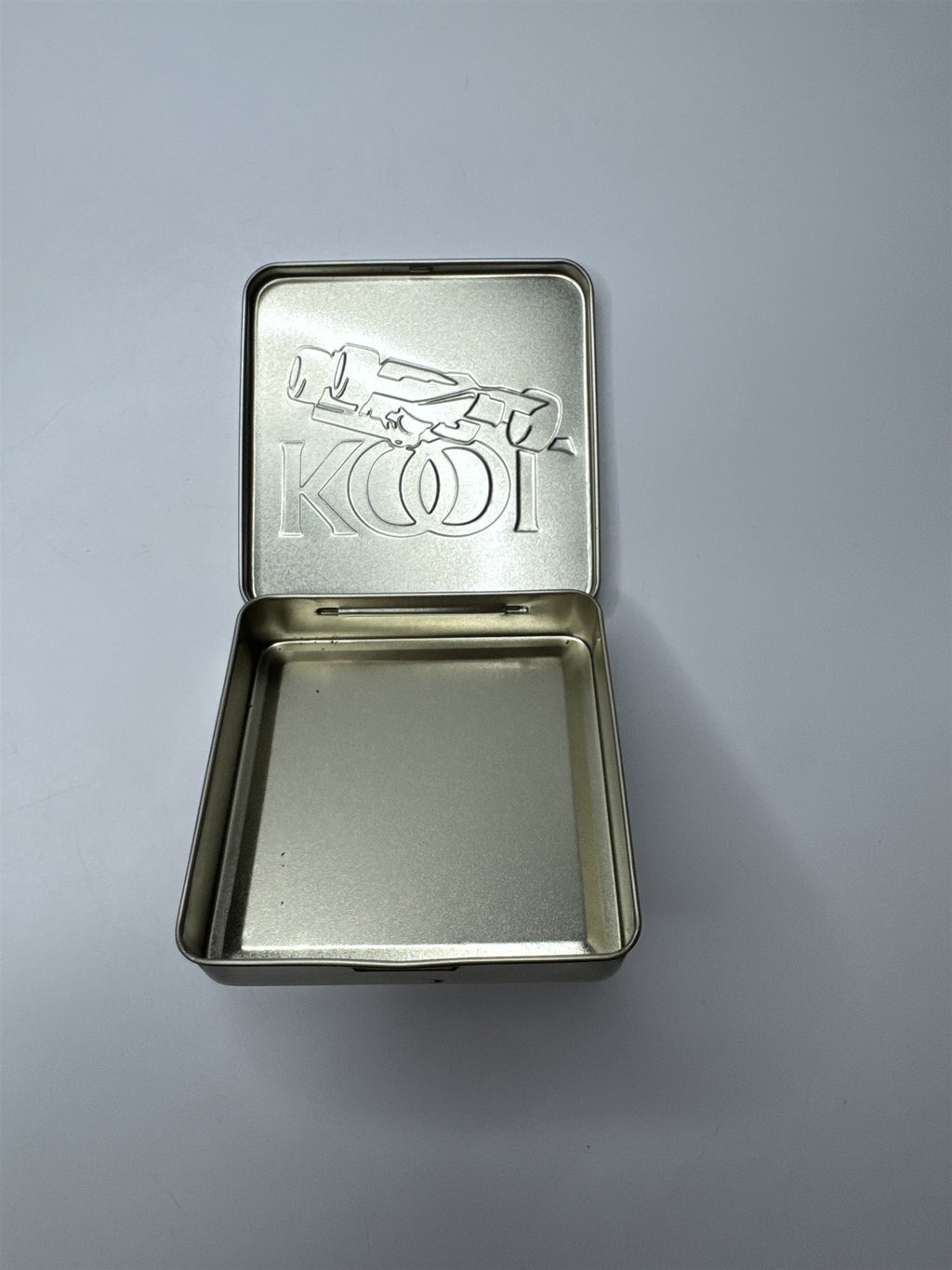 Vintage Kool Team Green Metal Swing Top Racecar Empty Cigarette Tin Container