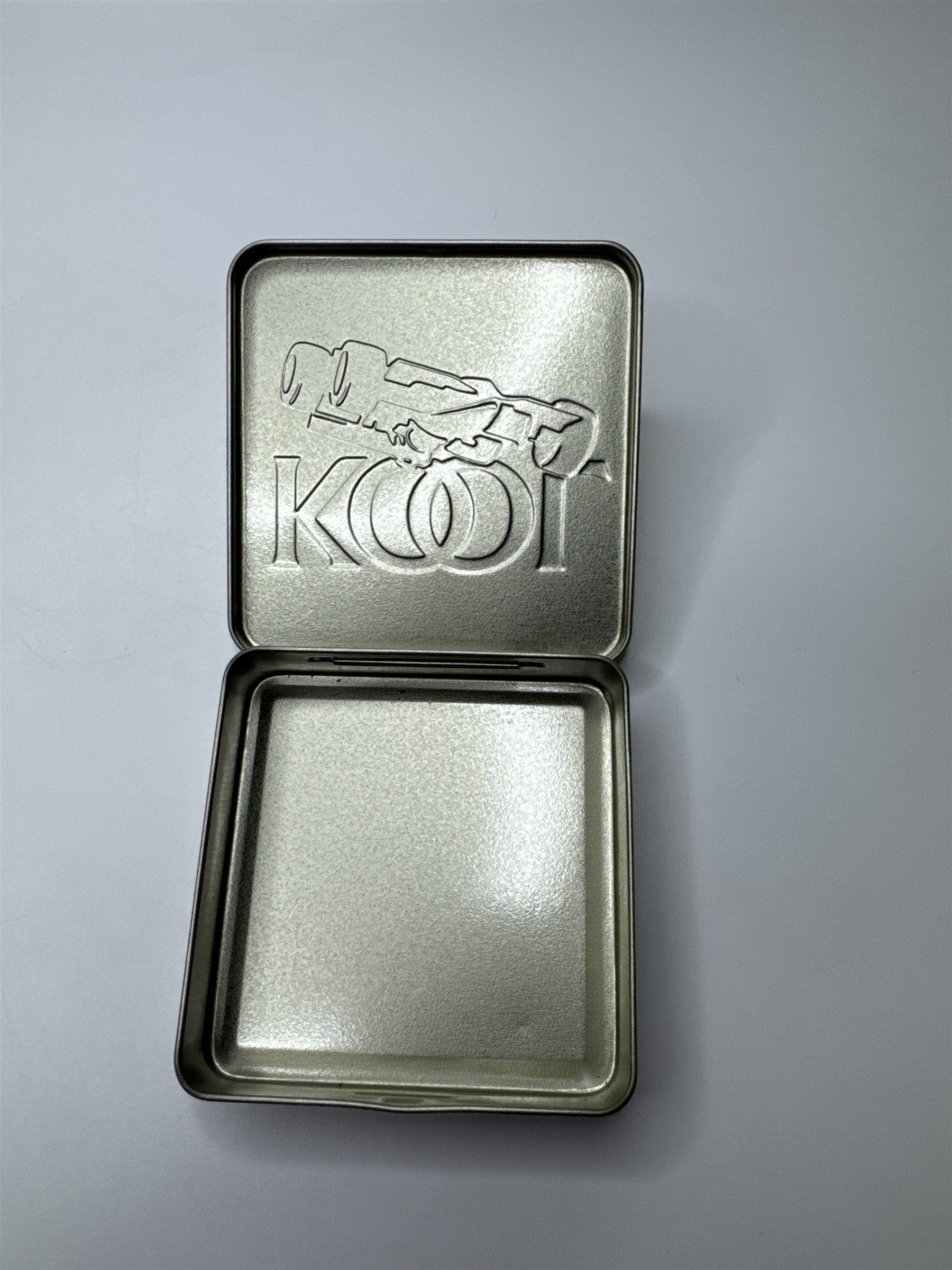 Vintage Kool Team Green Metal Swing Top Racecar Empty Cigarette Tin Container