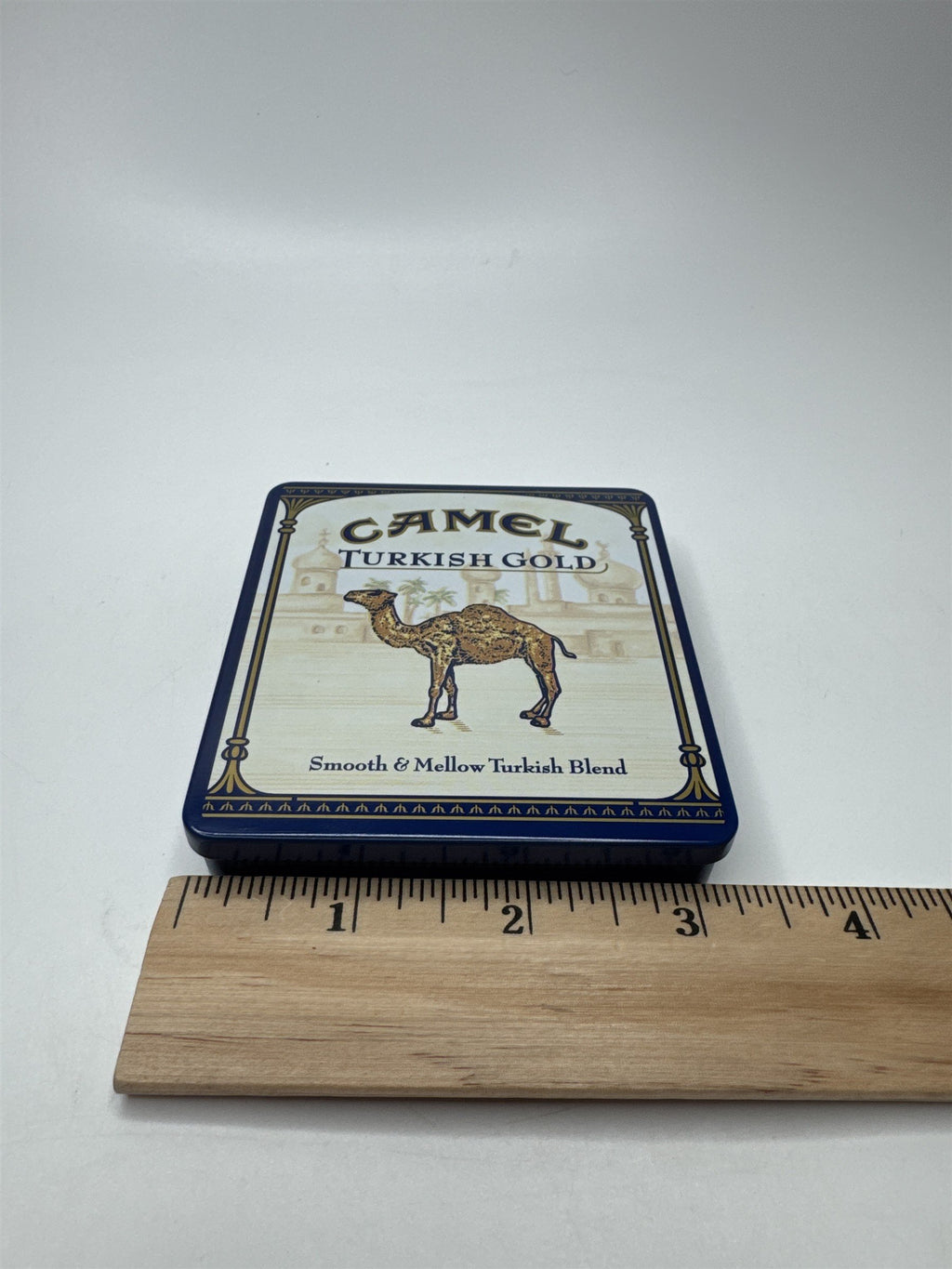 Vintage Camel Turkish Gold Flip Top Empty Cigarette Tin Container Nostalgic