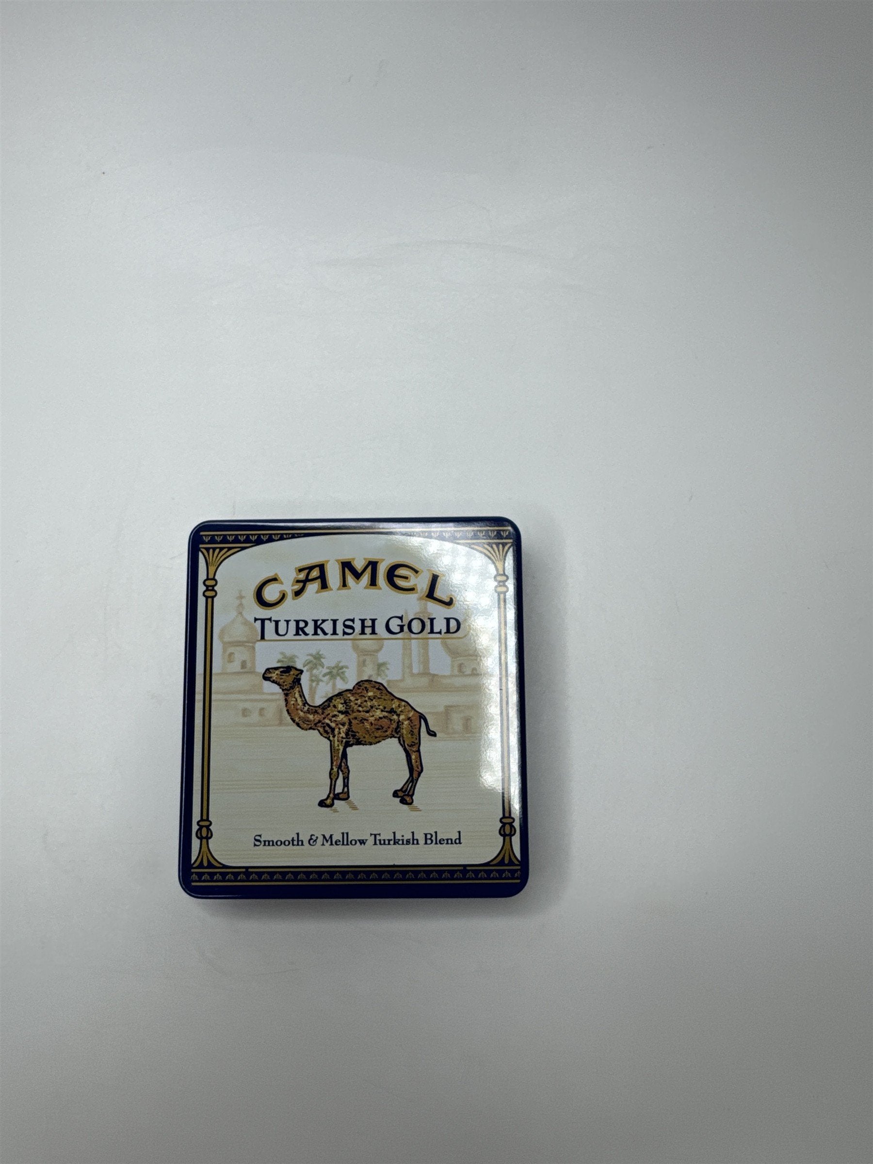 Vintage Camel Turkish Gold Flip Top Empty Cigarette Tin Container Nostalgic