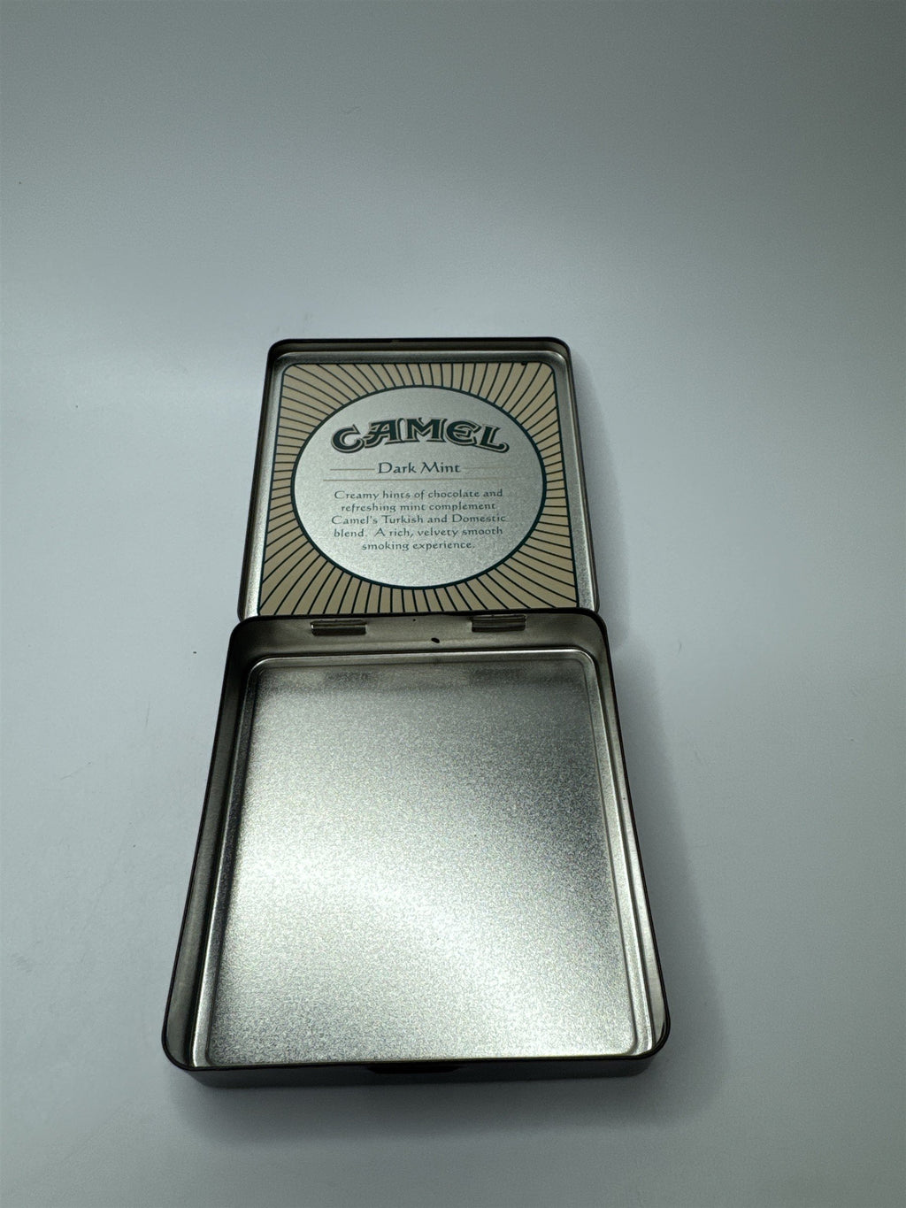 Vintage Camel Dark Mint Flip Top Empty Cigarette Tin Container Nostalgic