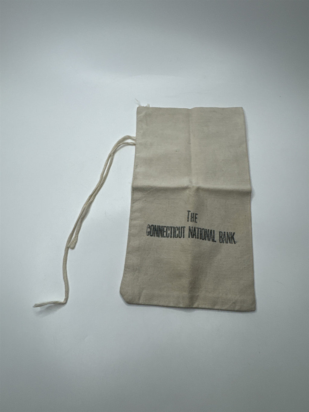 Vintage The Connecticut National Bank White String Money Bag