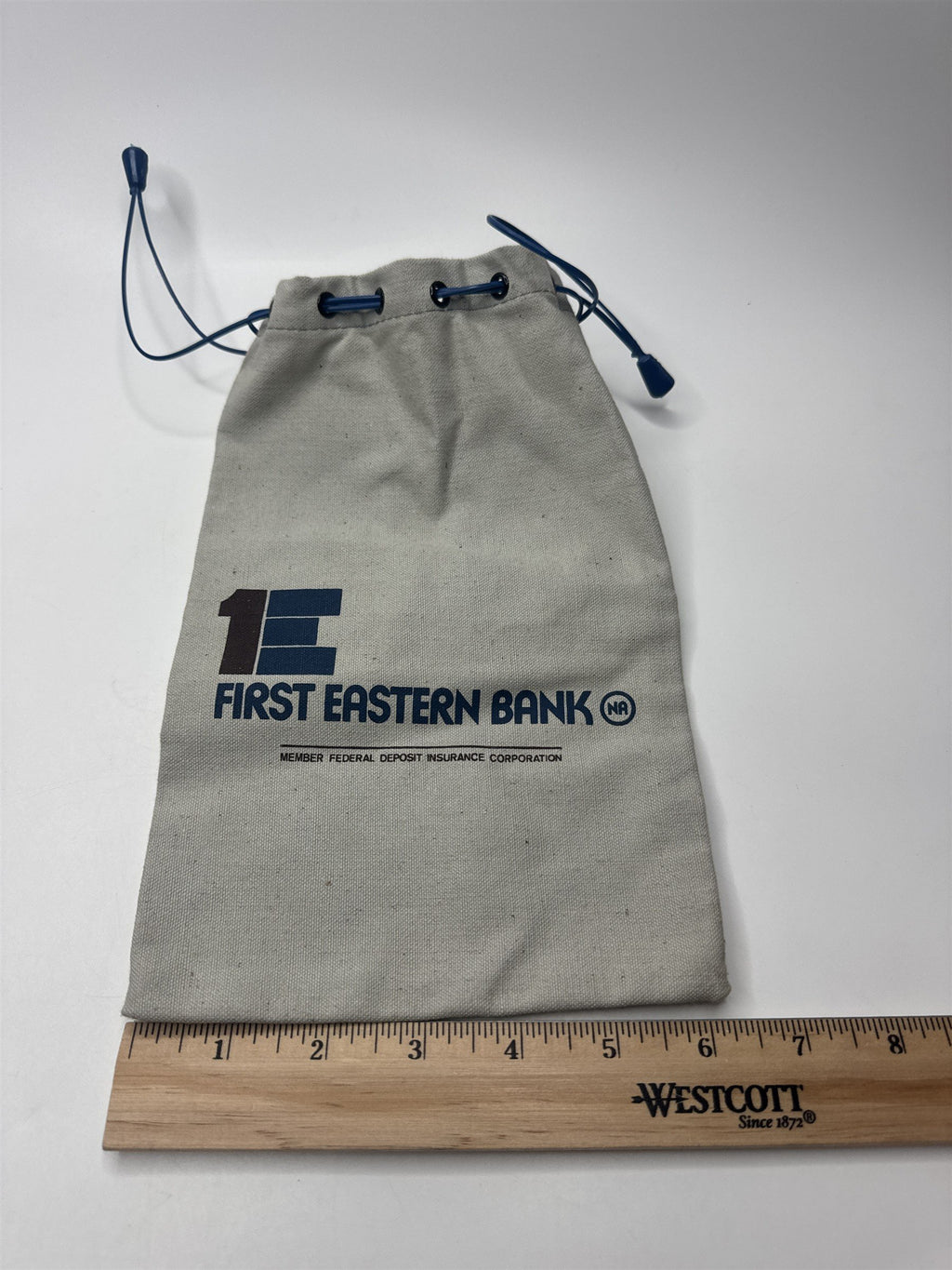 Vintage First Eastern Bank NA Gray Deposit Money Bag
