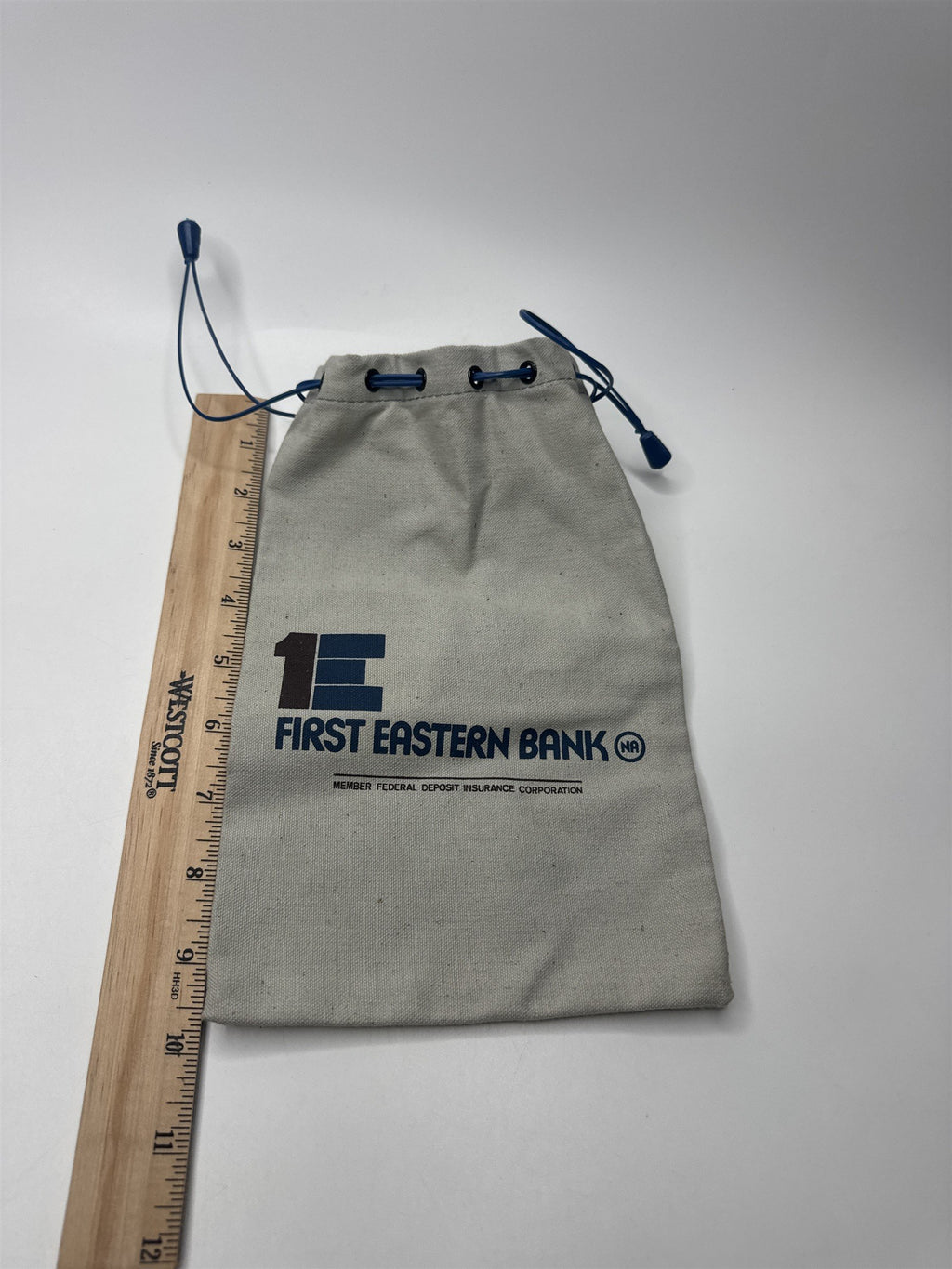 Vintage First Eastern Bank NA Gray Deposit Money Bag