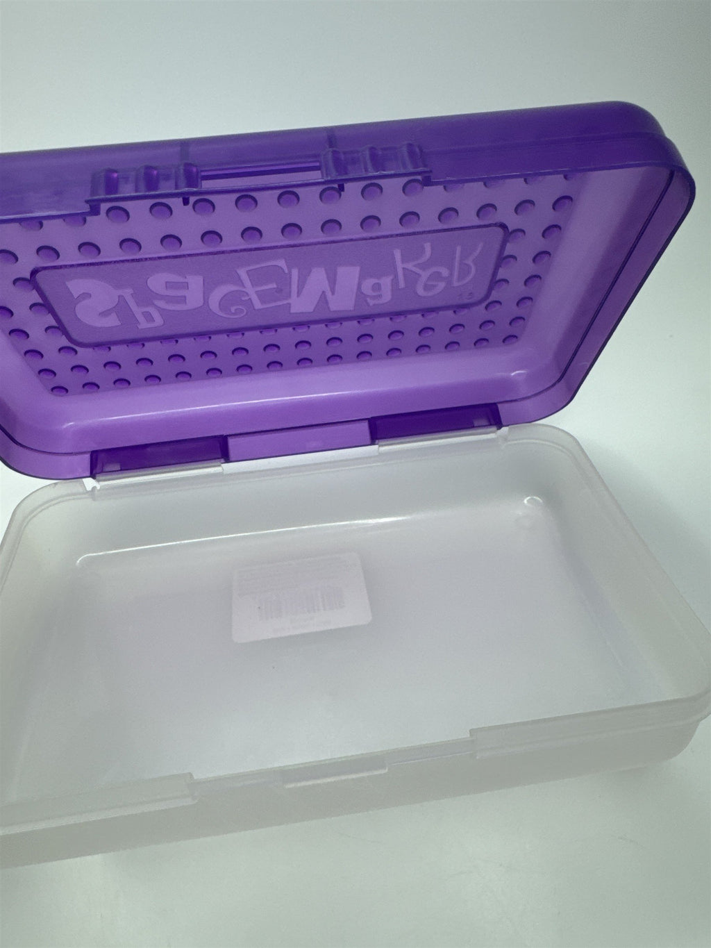 Vintage Spacemaker Pencil Box w Hatch Latching Lid Newell Office Products PURPLE