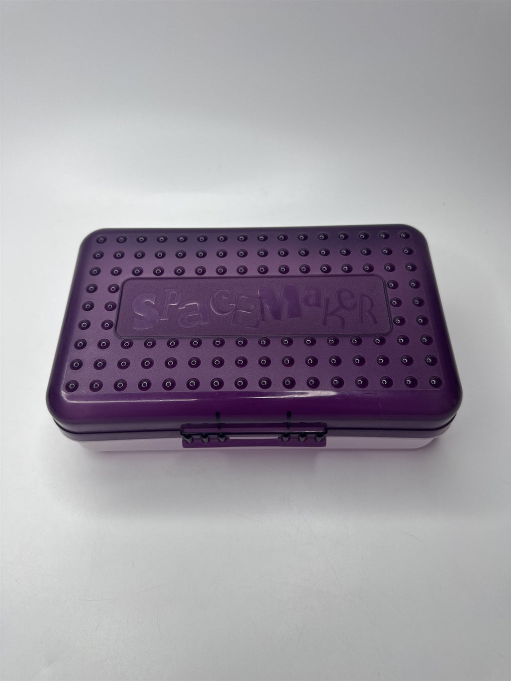 Vintage Spacemaker Pencil Box w Hatch Latching Lid Newell Office Products PURPLE