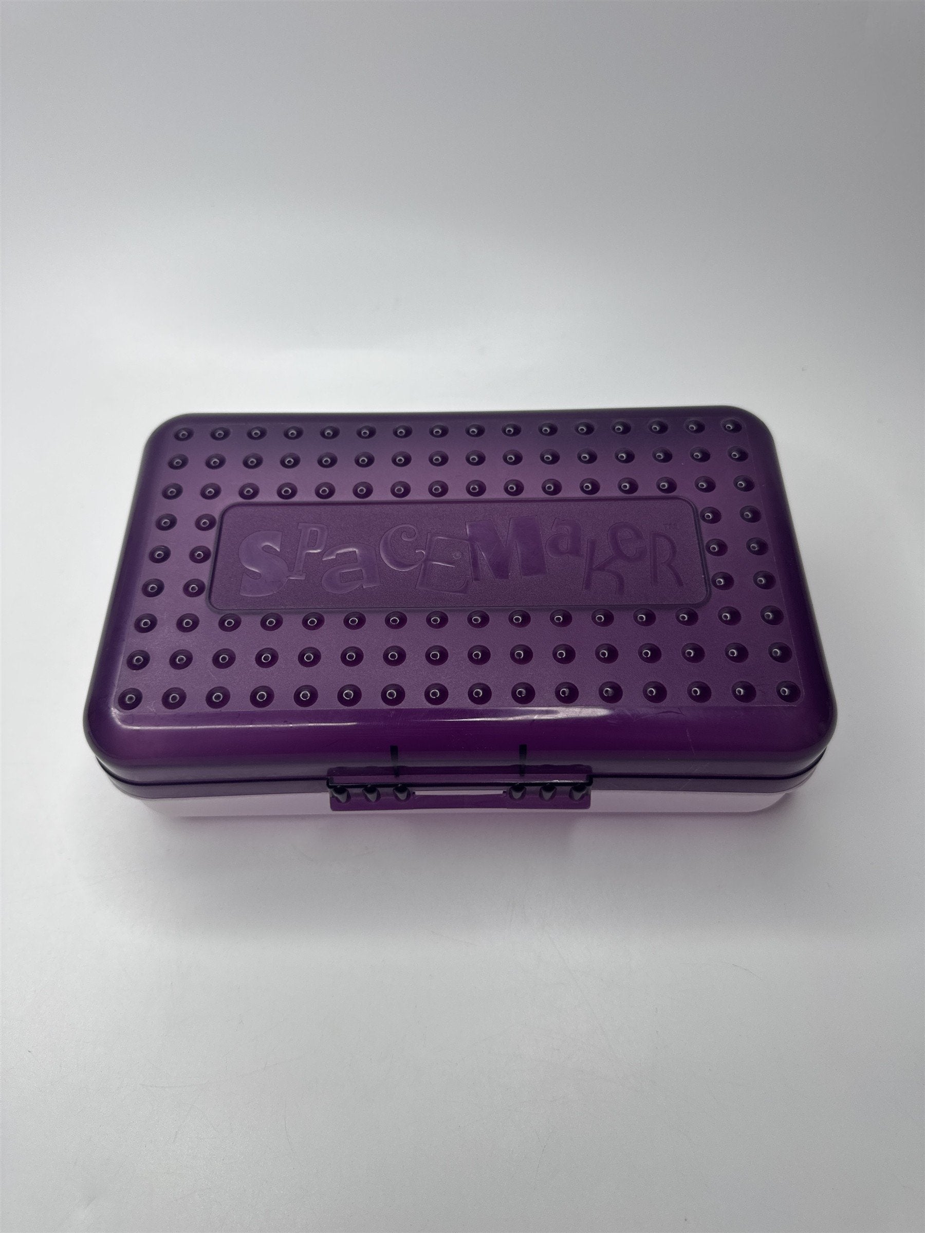 Vintage Spacemaker Pencil Box w Hatch Latching Lid Newell Office Products PURPLE