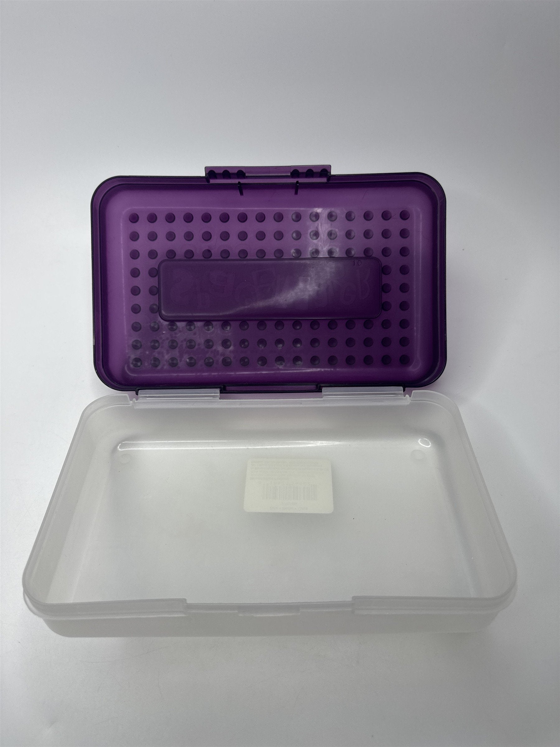 Vintage Spacemaker Pencil Box w Hatch Latching Lid Newell Office Products PURPLE