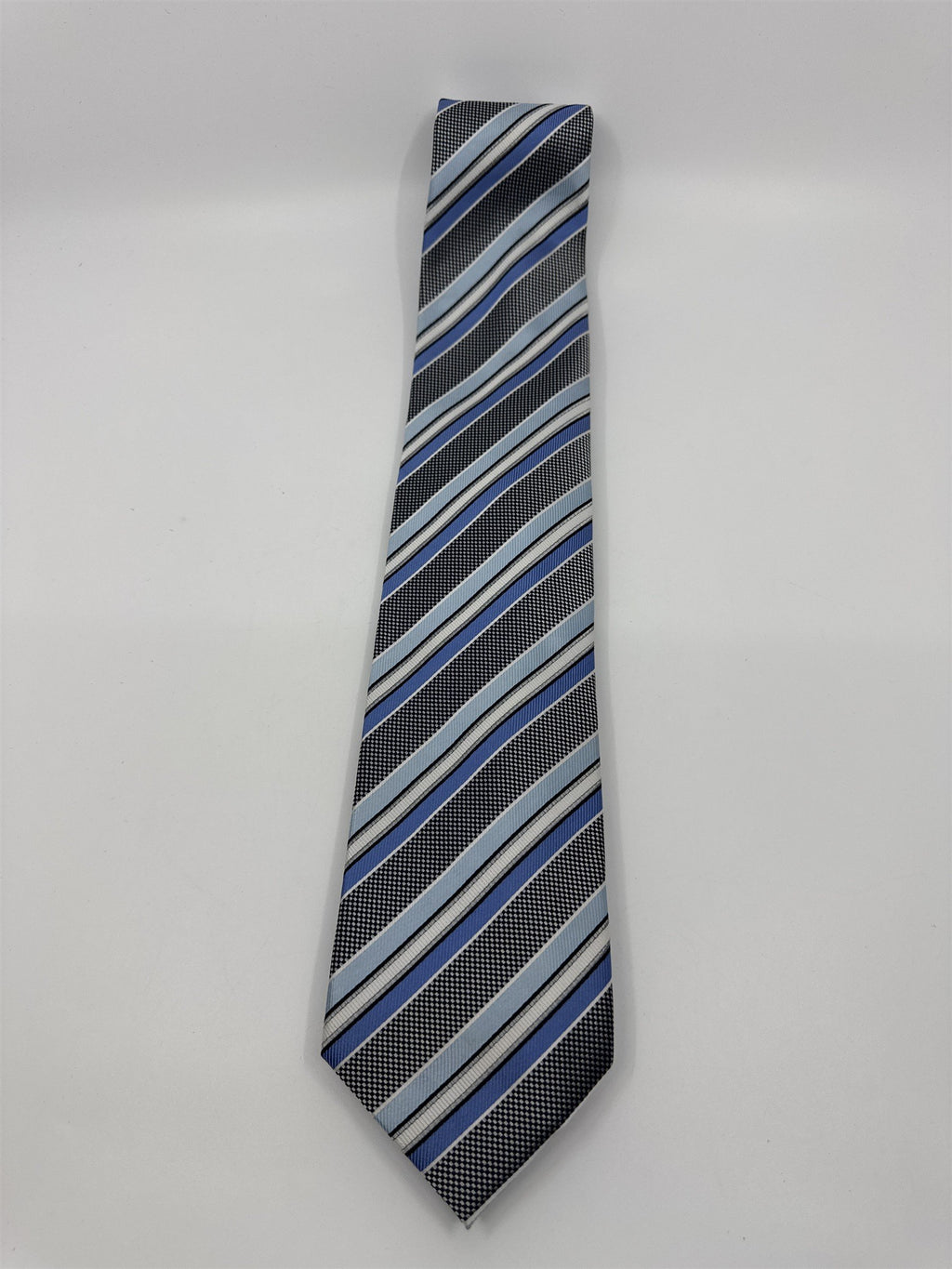 Blue And White Striped Alexander Julian Colours Polyester Men's Neck Tie