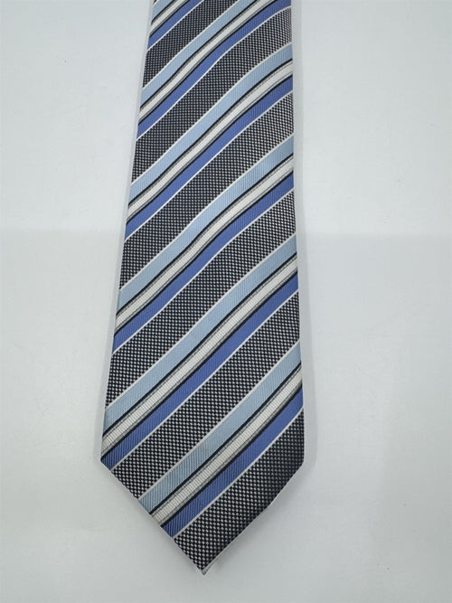 Blue And White Striped Alexander Julian Colours Polyester Men's Neck Tie