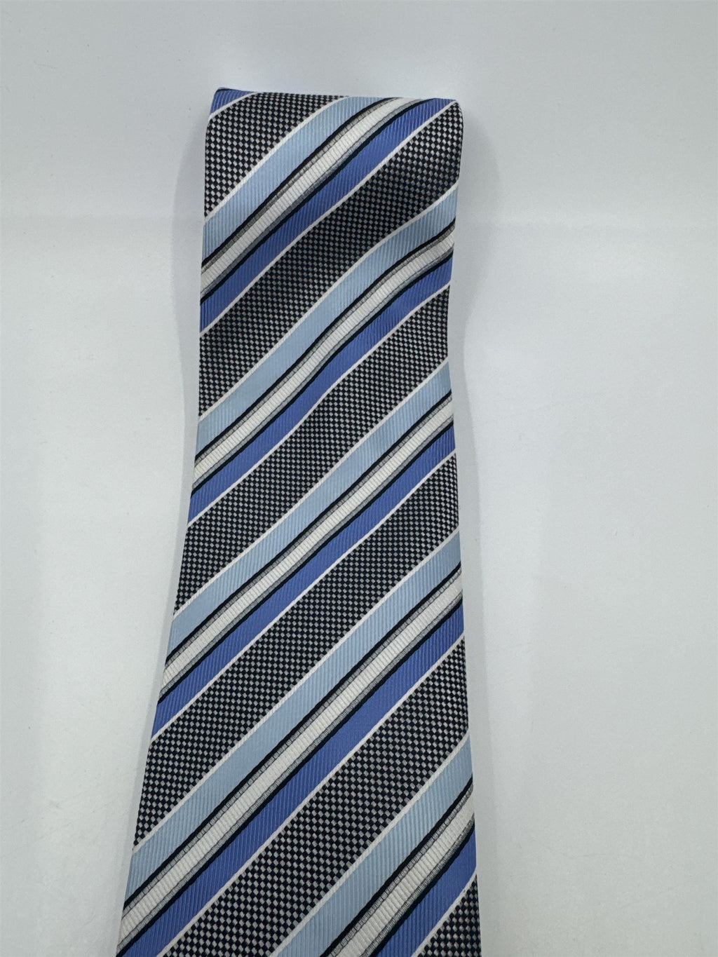 Blue And White Striped Alexander Julian Colours Polyester Men's Neck Tie