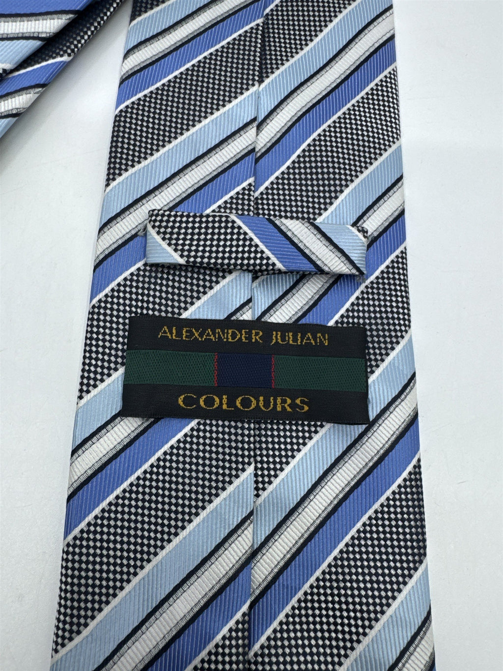 Blue And White Striped Alexander Julian Colours Polyester Men's Neck Tie