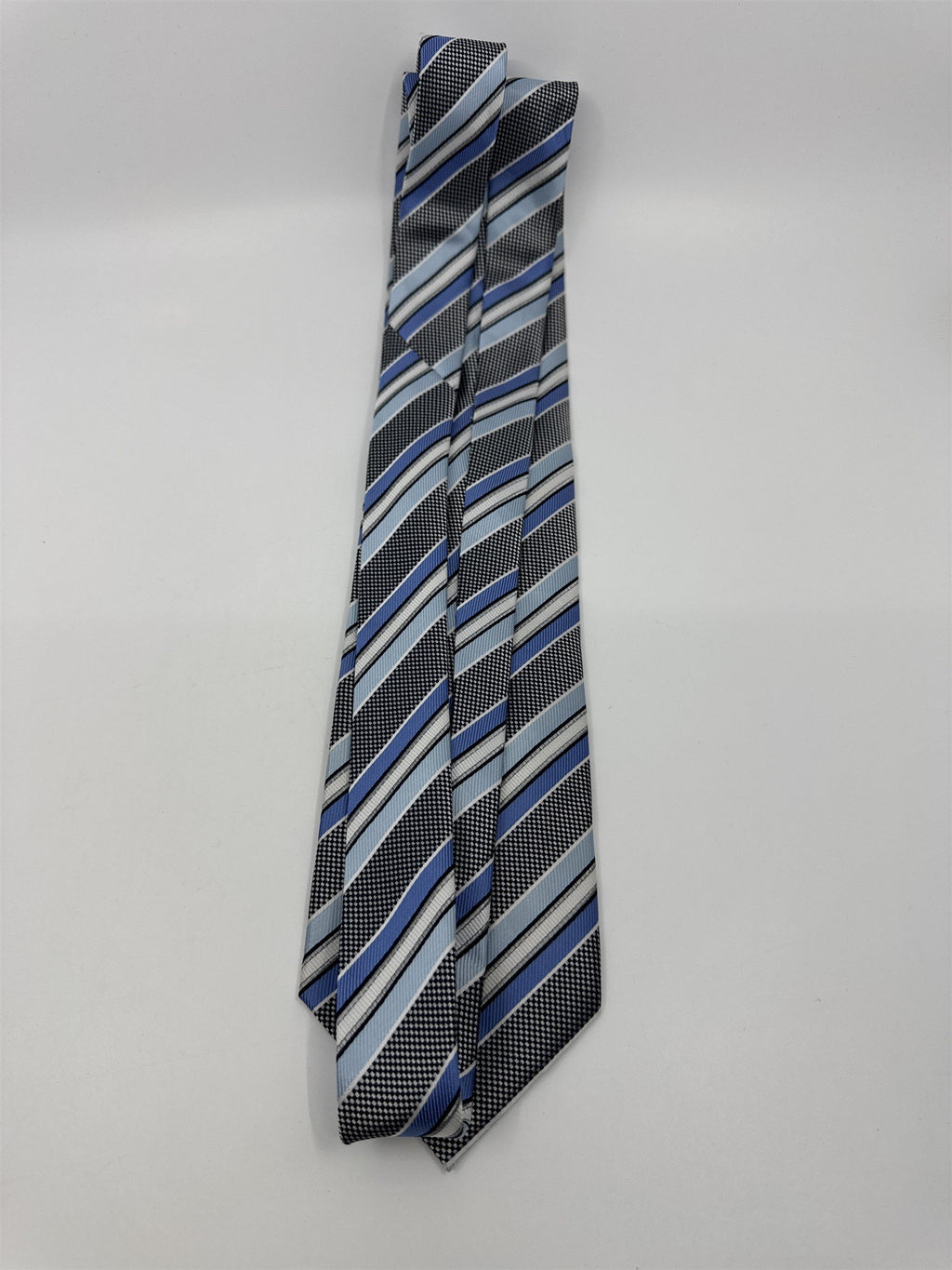 Blue And White Striped Alexander Julian Colours Polyester Men's Neck Tie