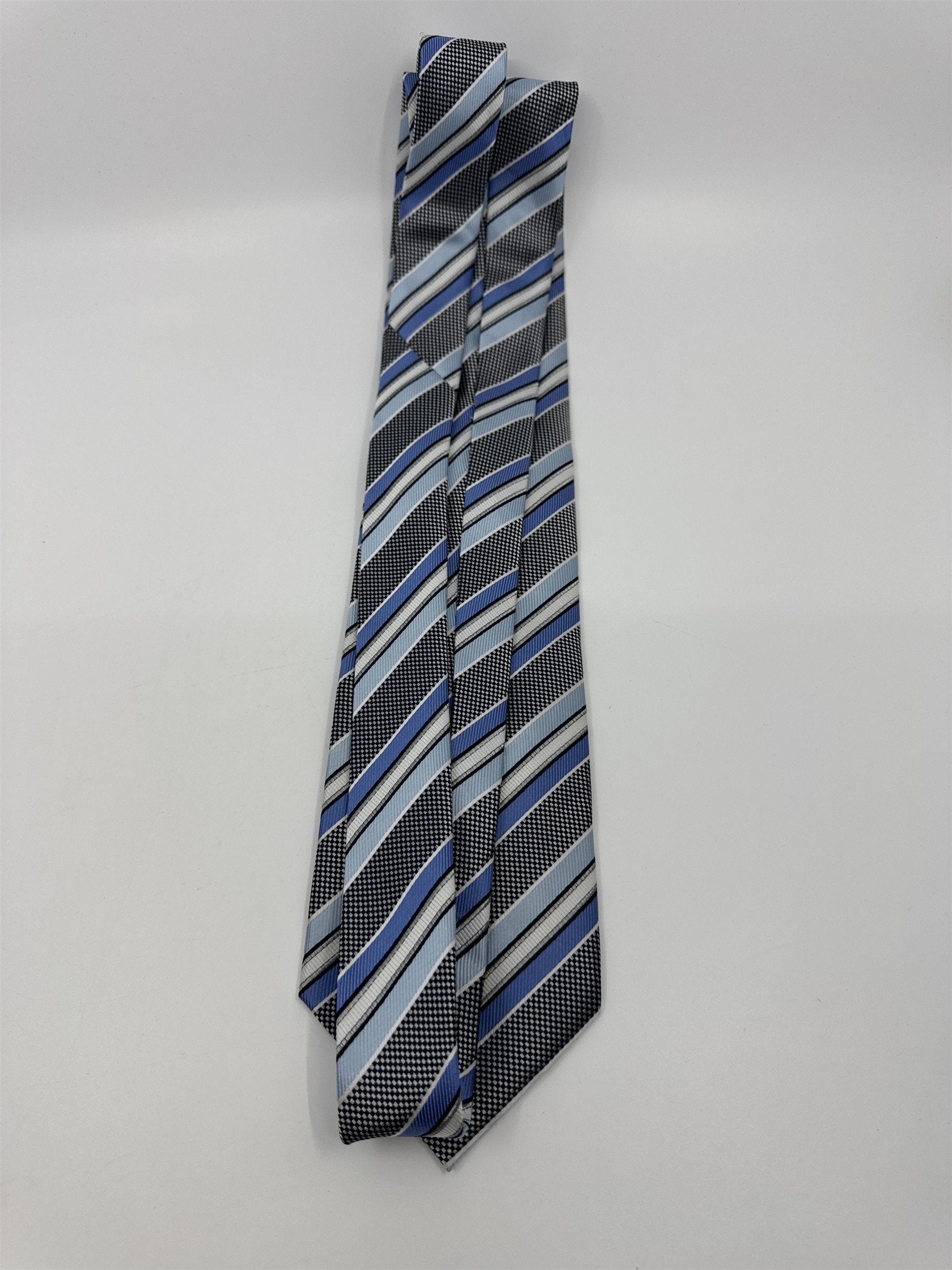 Blue And White Striped Alexander Julian Colours Polyester Men's Neck Tie