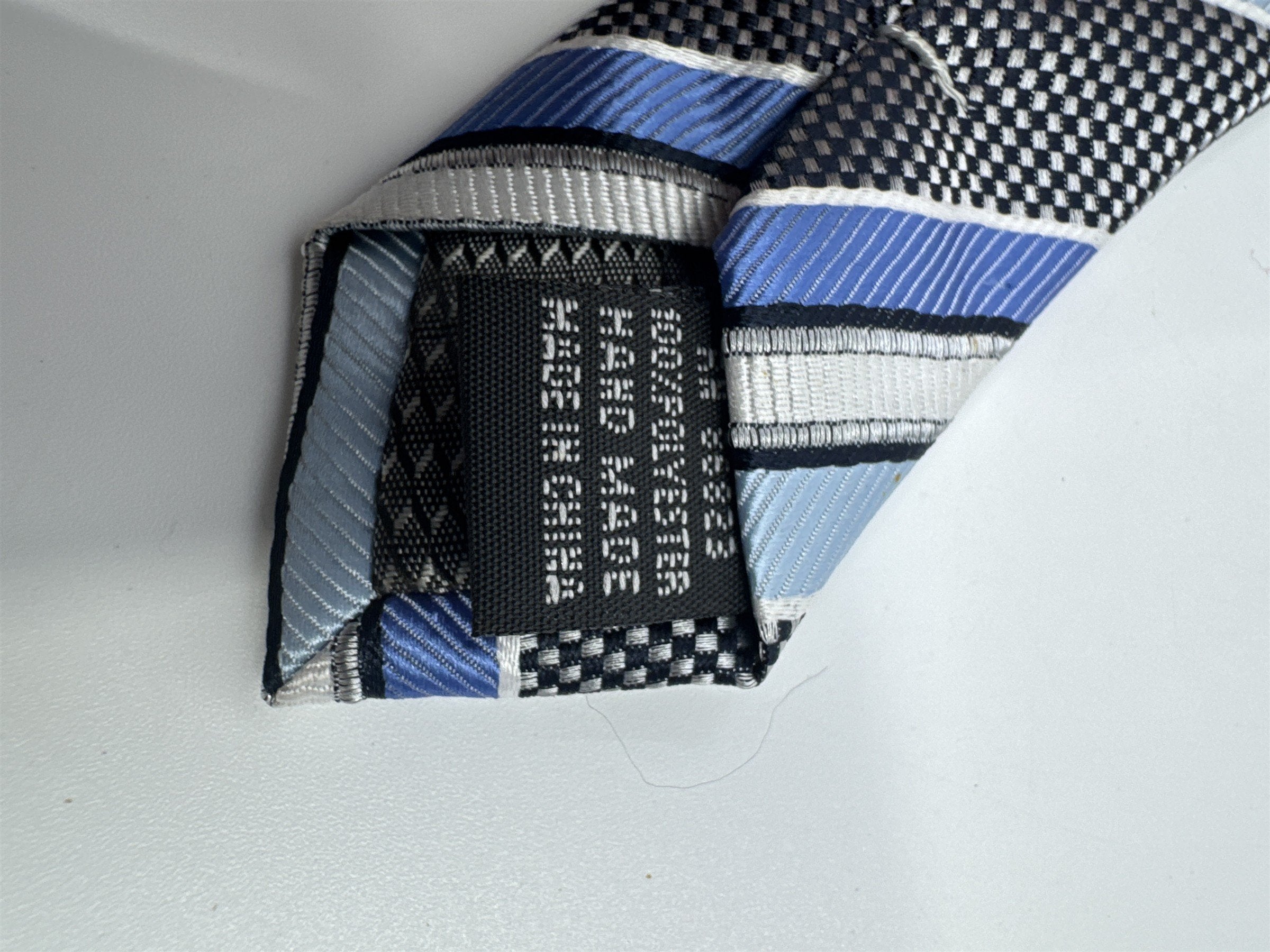 Blue And White Striped Alexander Julian Colours Polyester Men's Neck Tie