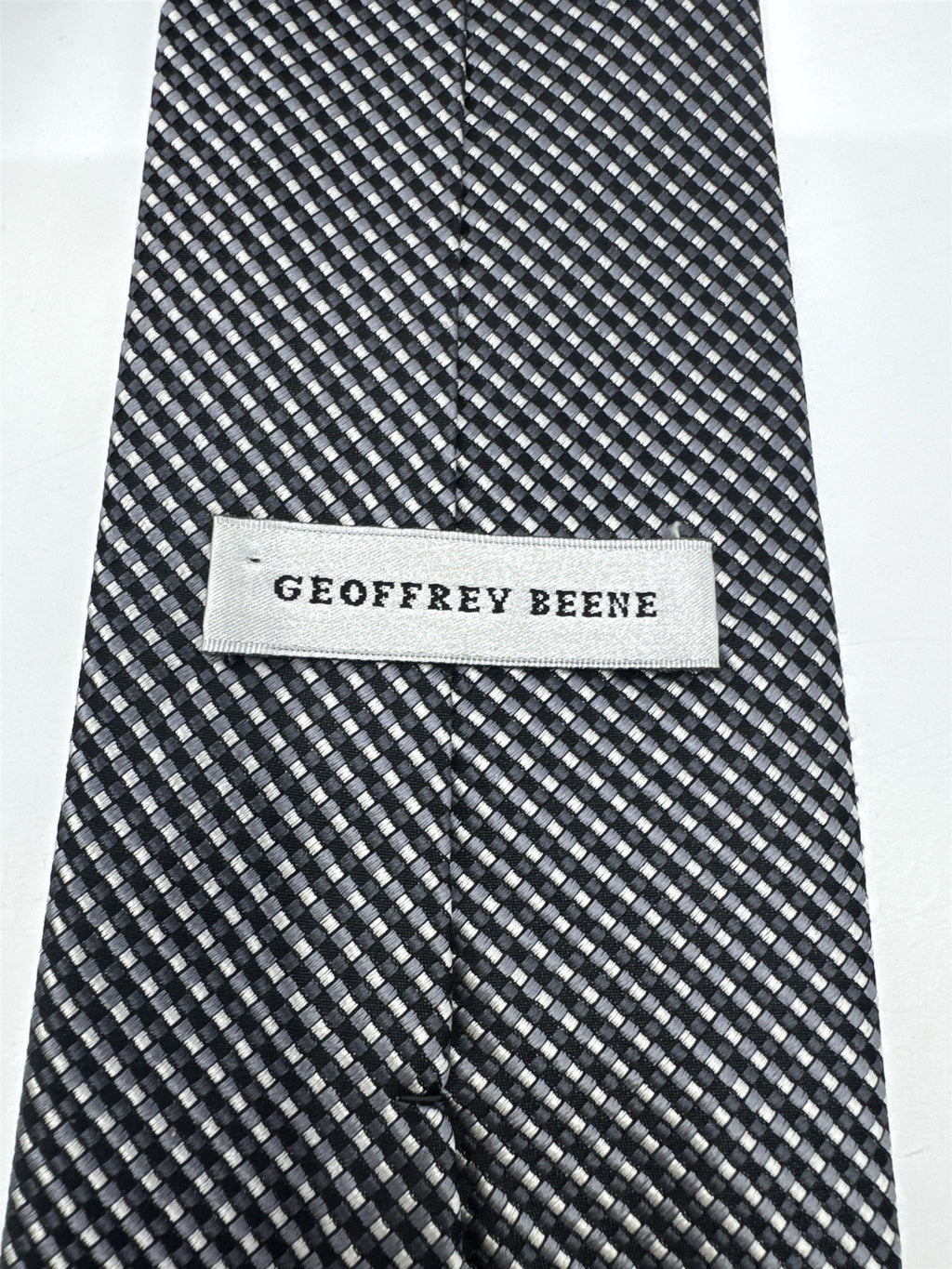 Black And White Checkered Pattern Geoffrey Beene Silk Men's Neck Tie