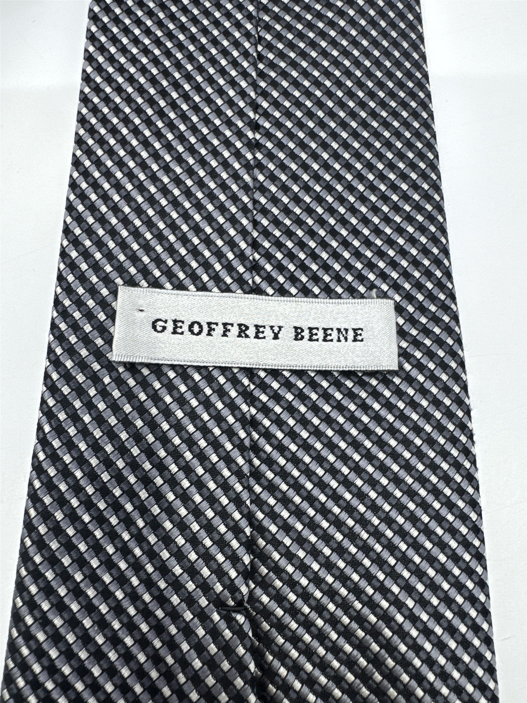 Black And White Checkered Pattern Geoffrey Beene Silk Men's Neck Tie