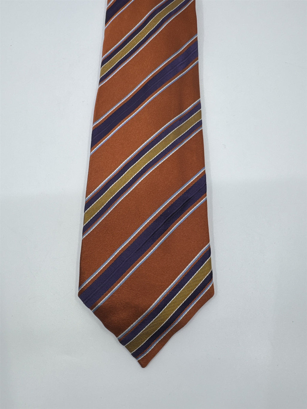 Orange, Yellow And Purple Striped Trafalgar 100 Percent Silk Men's Neck Tie