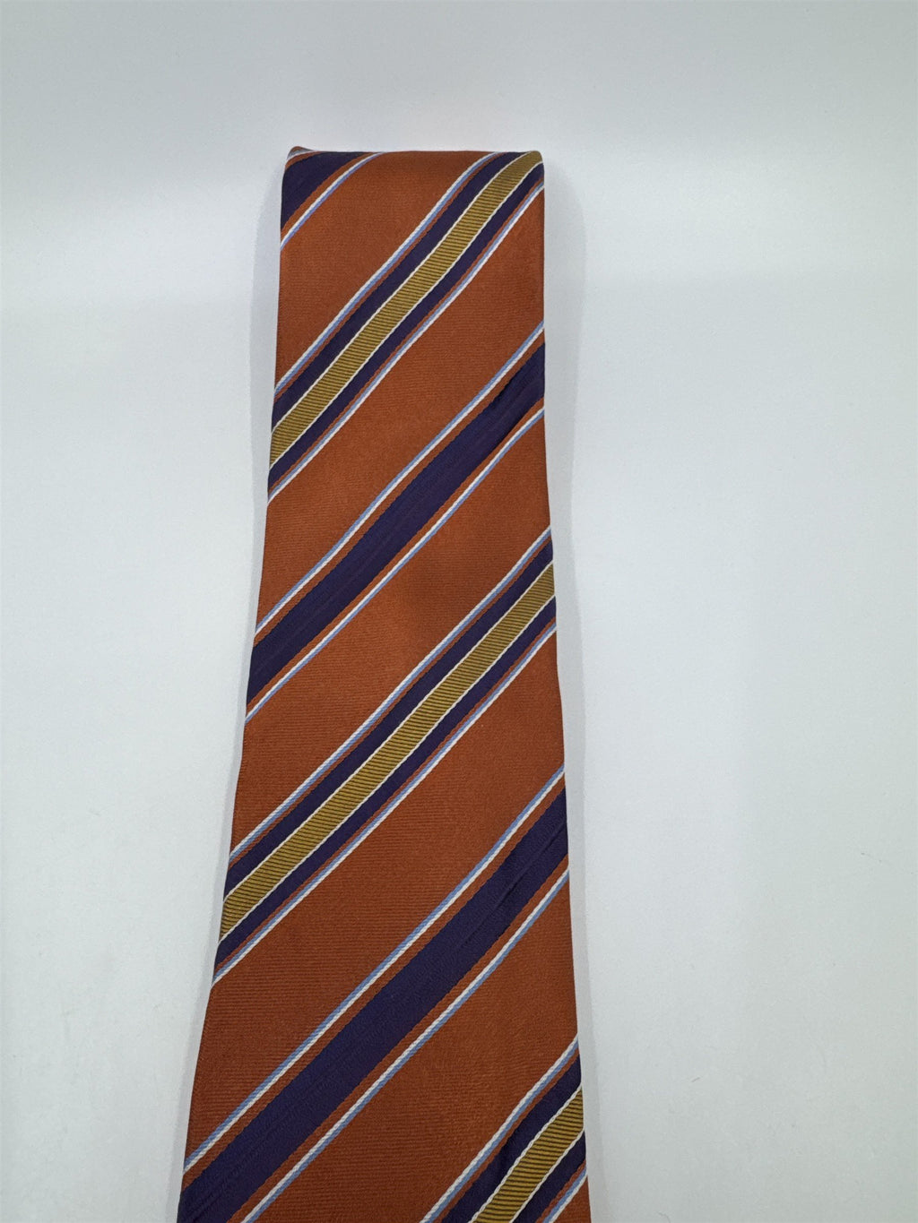 Orange, Yellow And Purple Striped Trafalgar 100 Percent Silk Men's Neck Tie