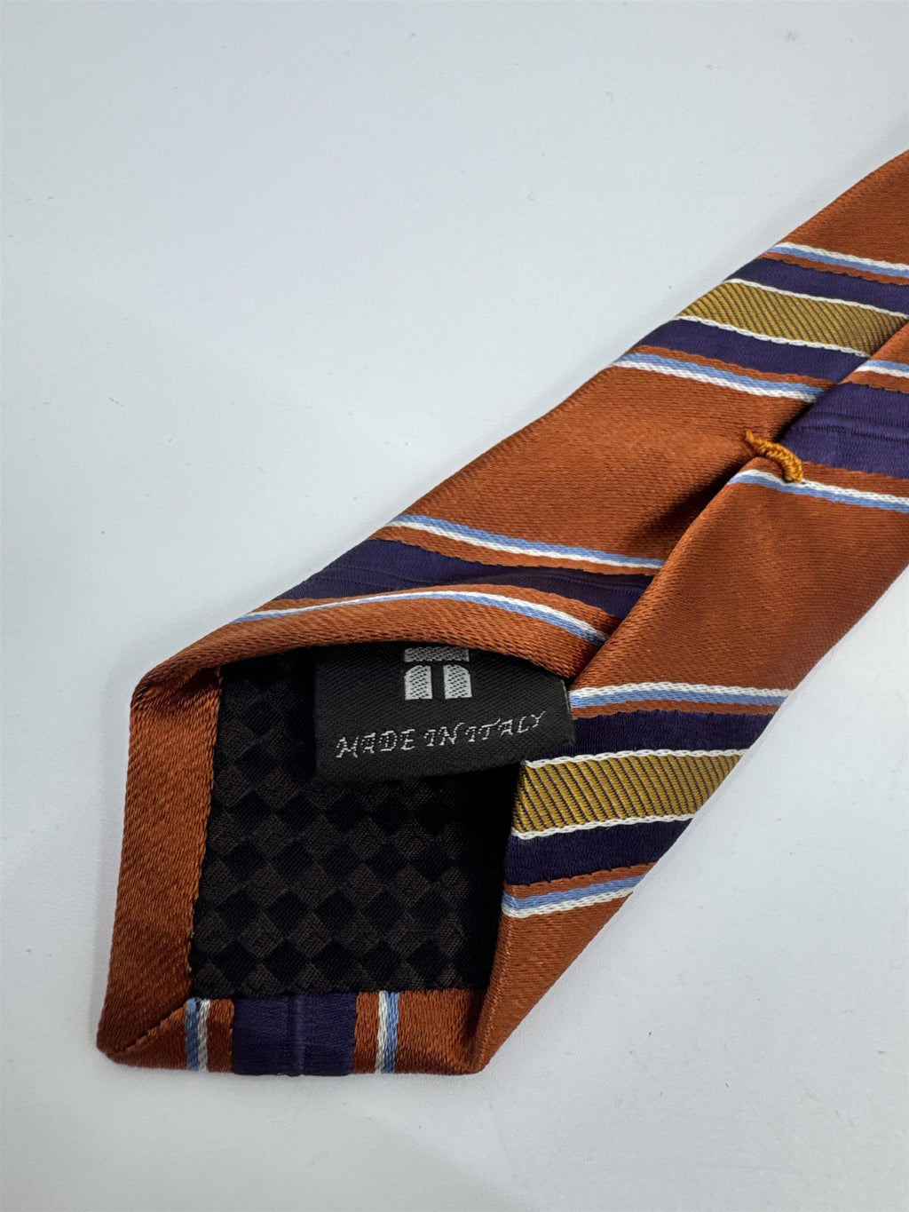 Orange, Yellow And Purple Striped Trafalgar 100 Percent Silk Men's Neck Tie
