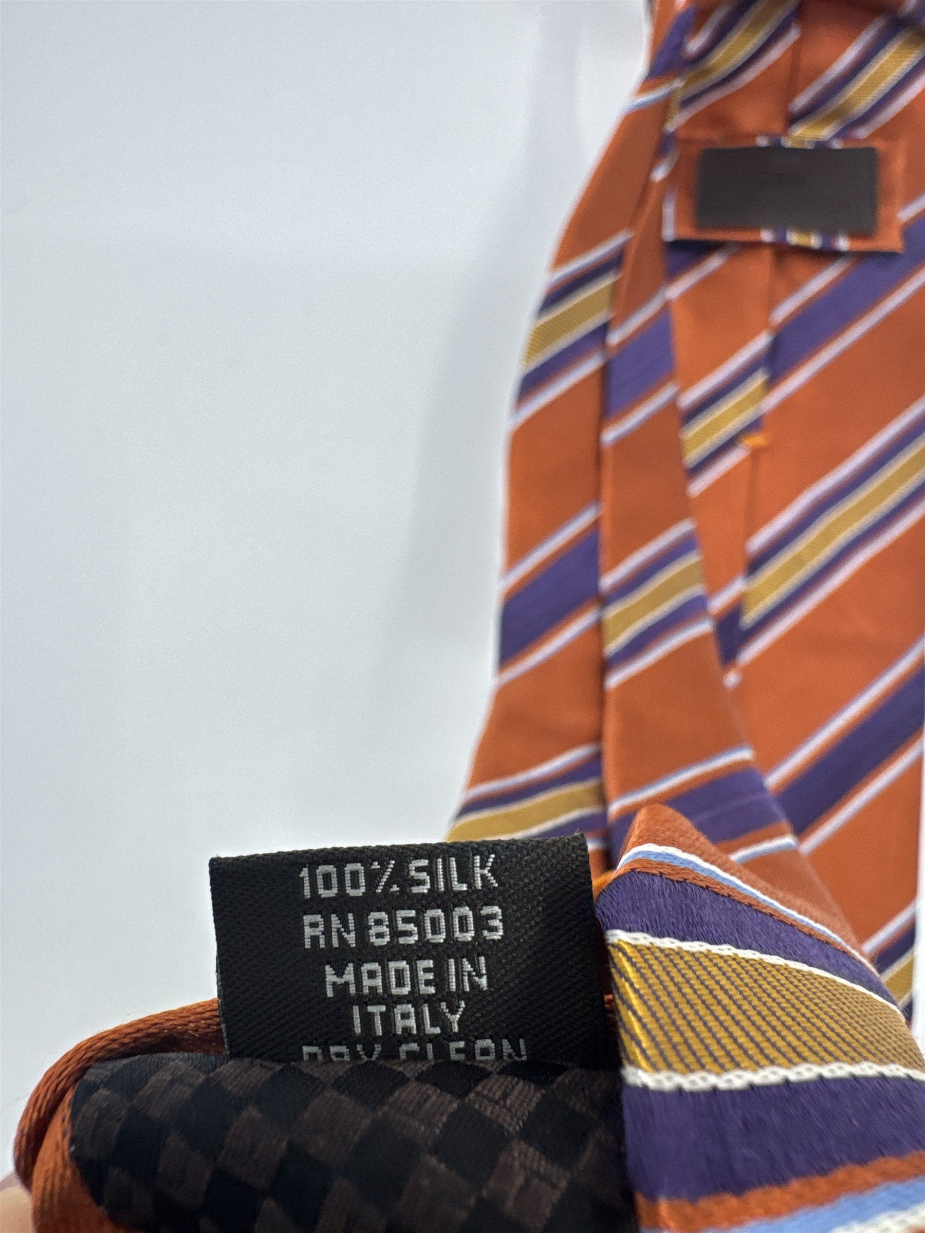 Orange, Yellow And Purple Striped Trafalgar 100 Percent Silk Men's Neck Tie