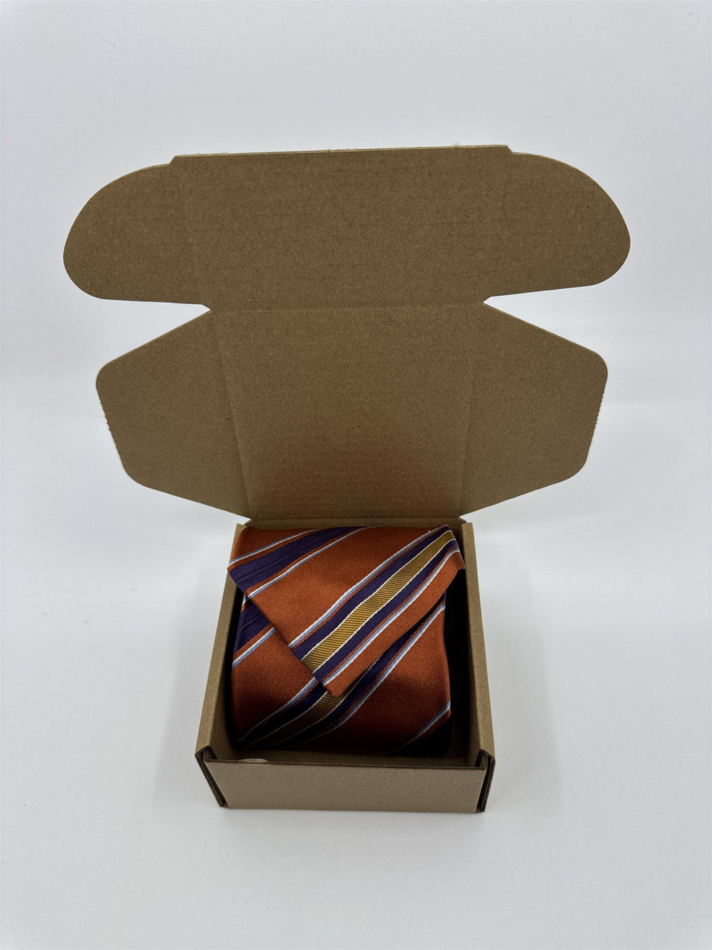 Orange, Yellow And Purple Striped Trafalgar 100 Percent Silk Men's Neck Tie