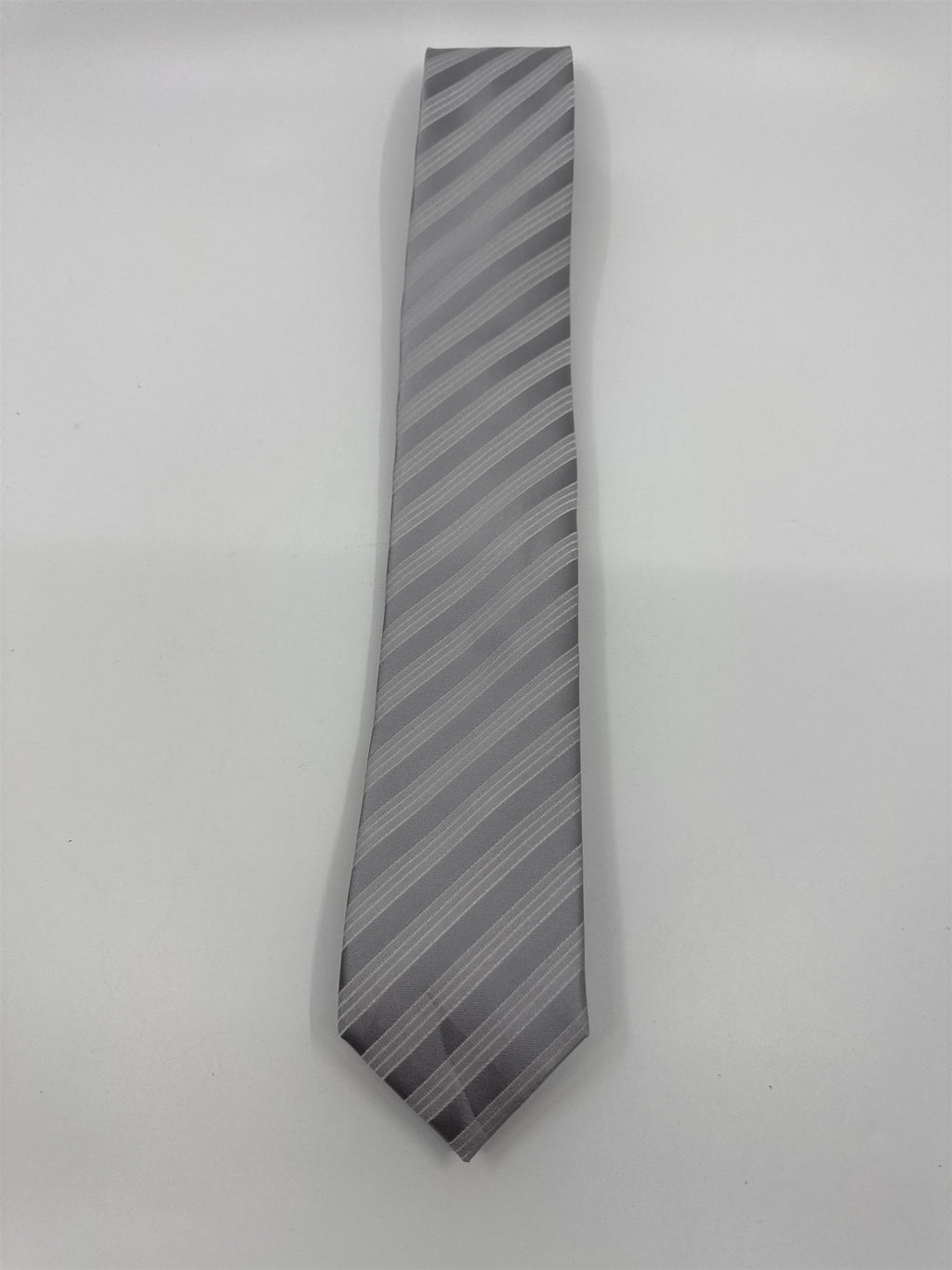 Silver/Gray Striped 100 Percent Polyester Alfani Men's Neck Tie