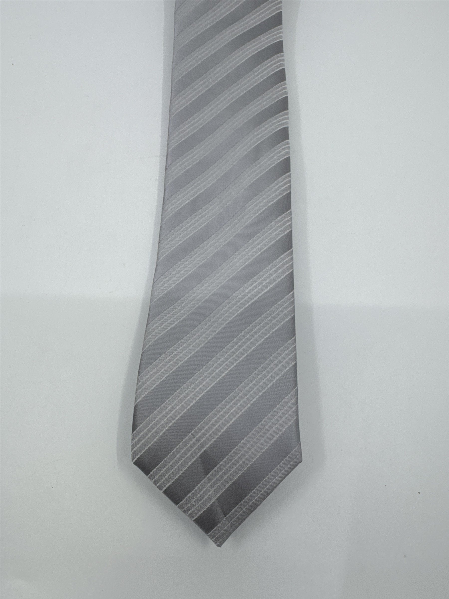 Silver/Gray Striped 100 Percent Polyester Alfani Men's Neck Tie