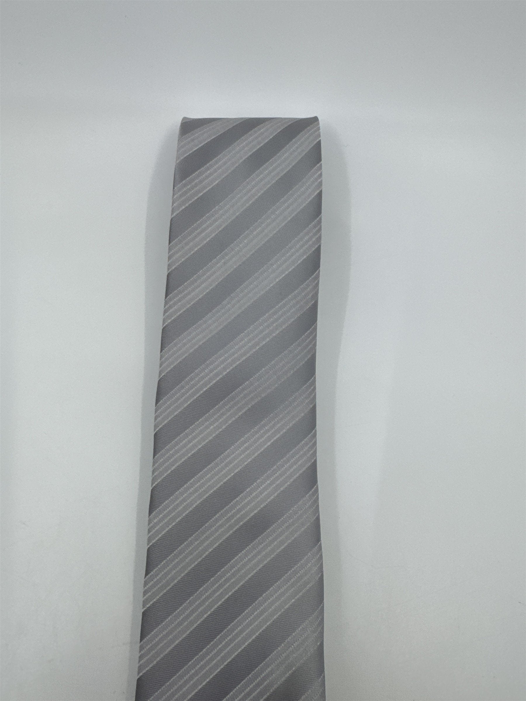 Silver/Gray Striped 100 Percent Polyester Alfani Men's Neck Tie