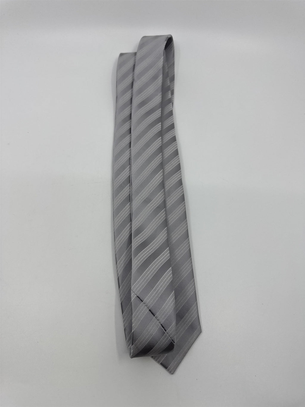 Silver/Gray Striped 100 Percent Polyester Alfani Men's Neck Tie