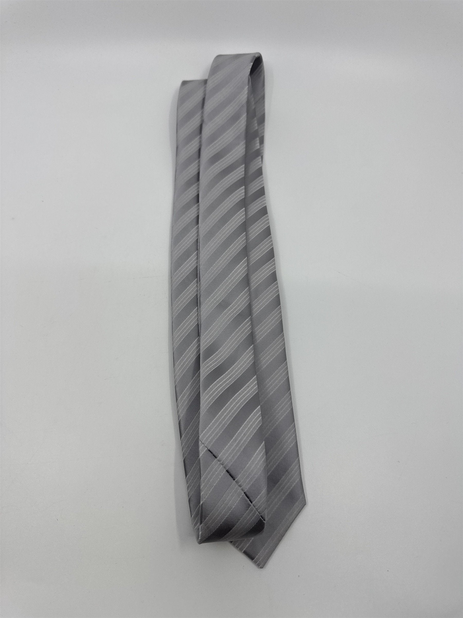 Silver/Gray Striped 100 Percent Polyester Alfani Men's Neck Tie