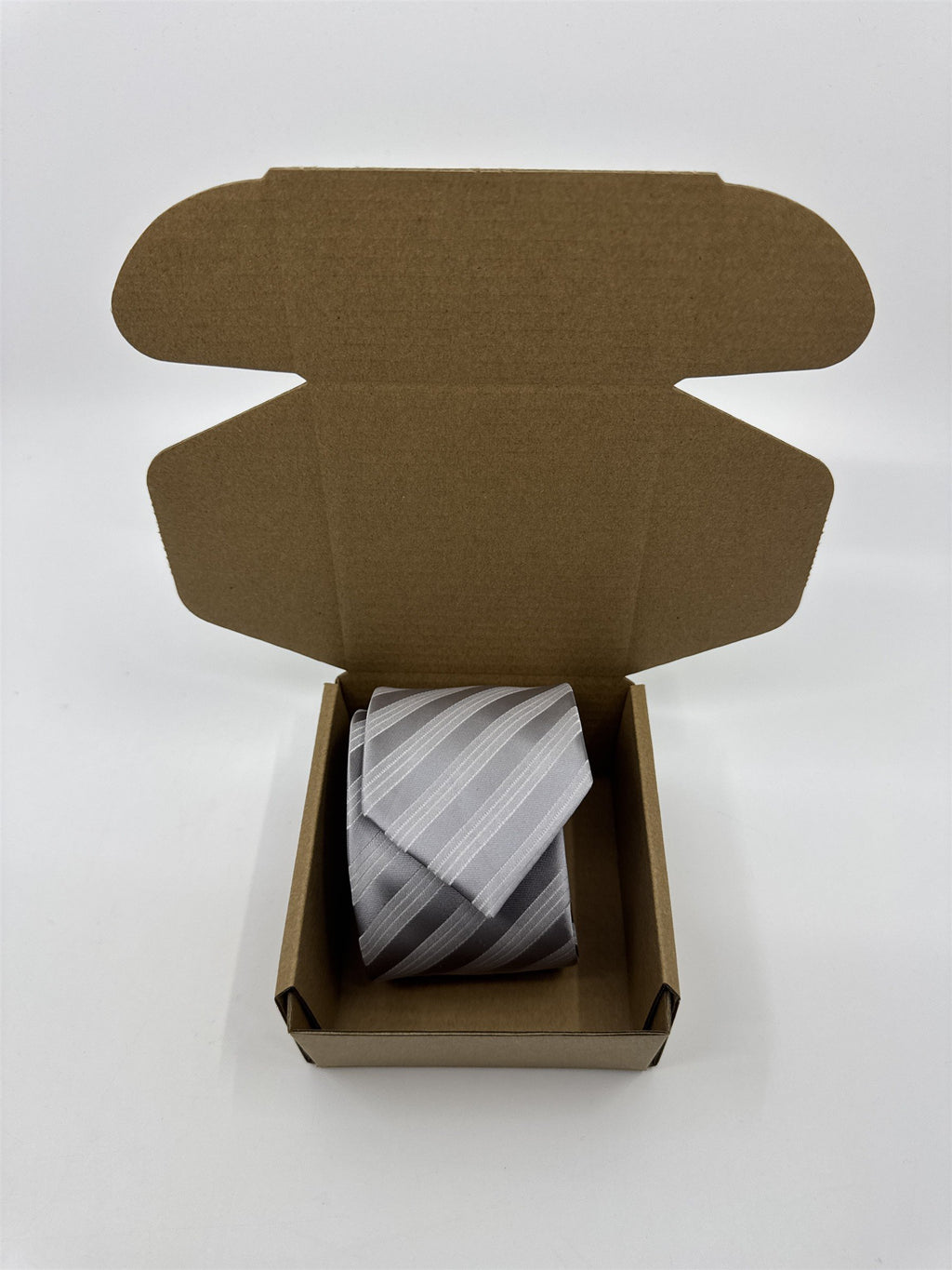 Silver/Gray Striped 100 Percent Polyester Alfani Men's Neck Tie