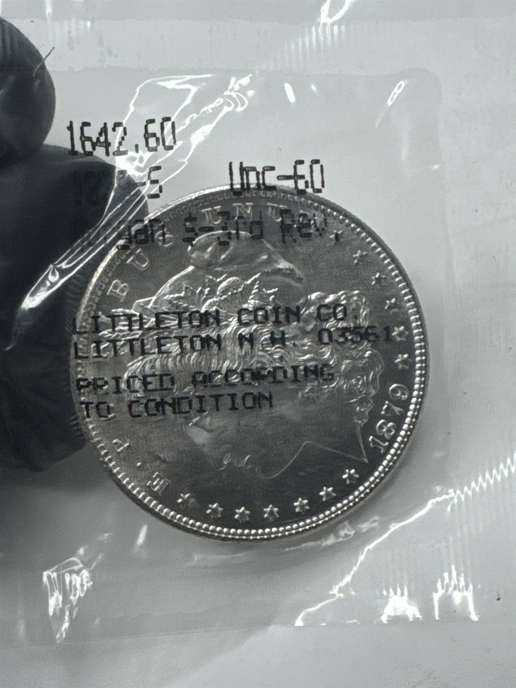 1879-S Morgan Silver Dollar UNC-60 $1 Coin 90% LITTLETON Uncirculated