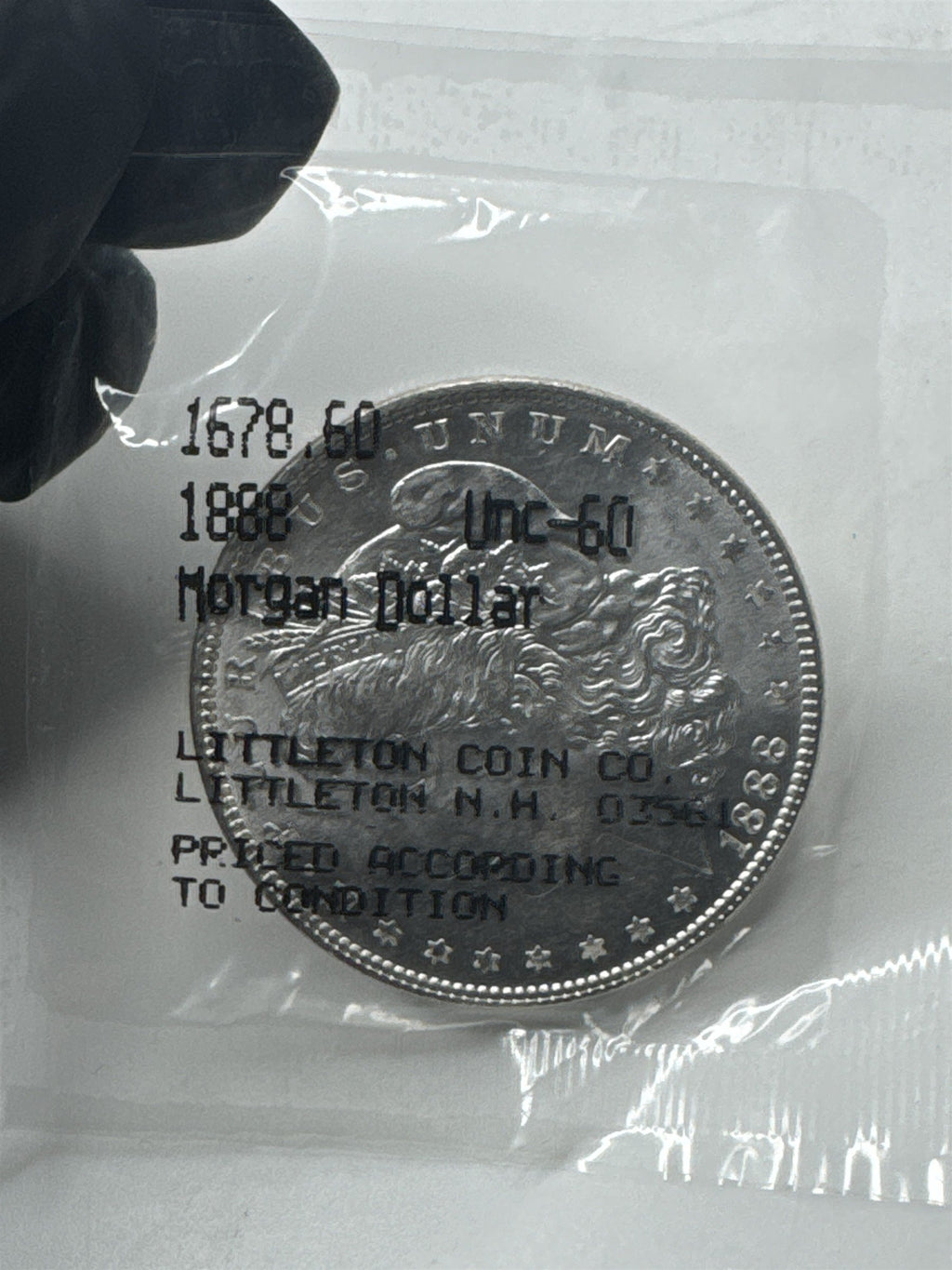 1888 Morgan Dollar UNC-60 US 90% Silver Coin Littleton Coin Co