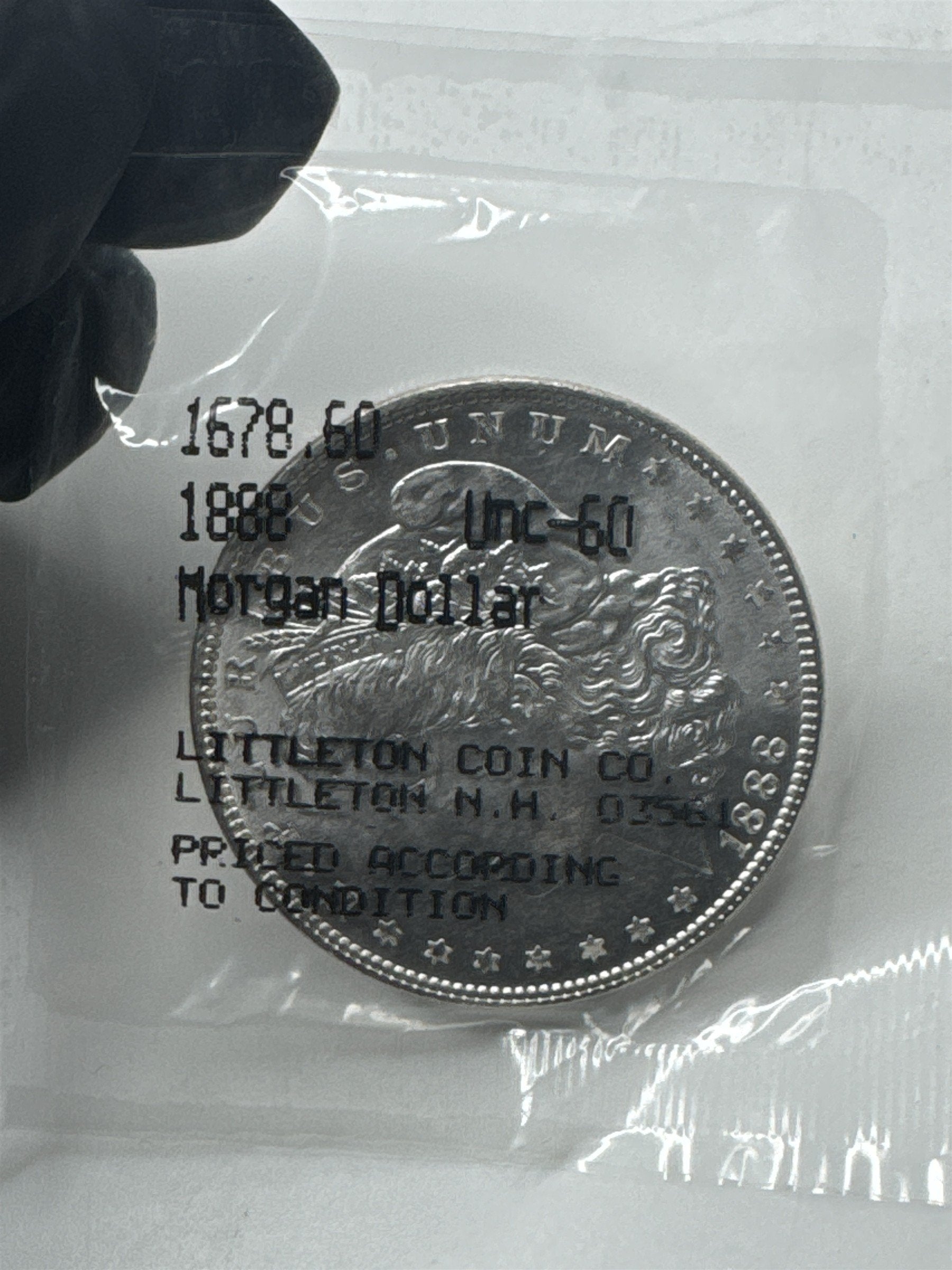 1888 Morgan Dollar UNC-60 US 90% Silver Coin Littleton Coin Co