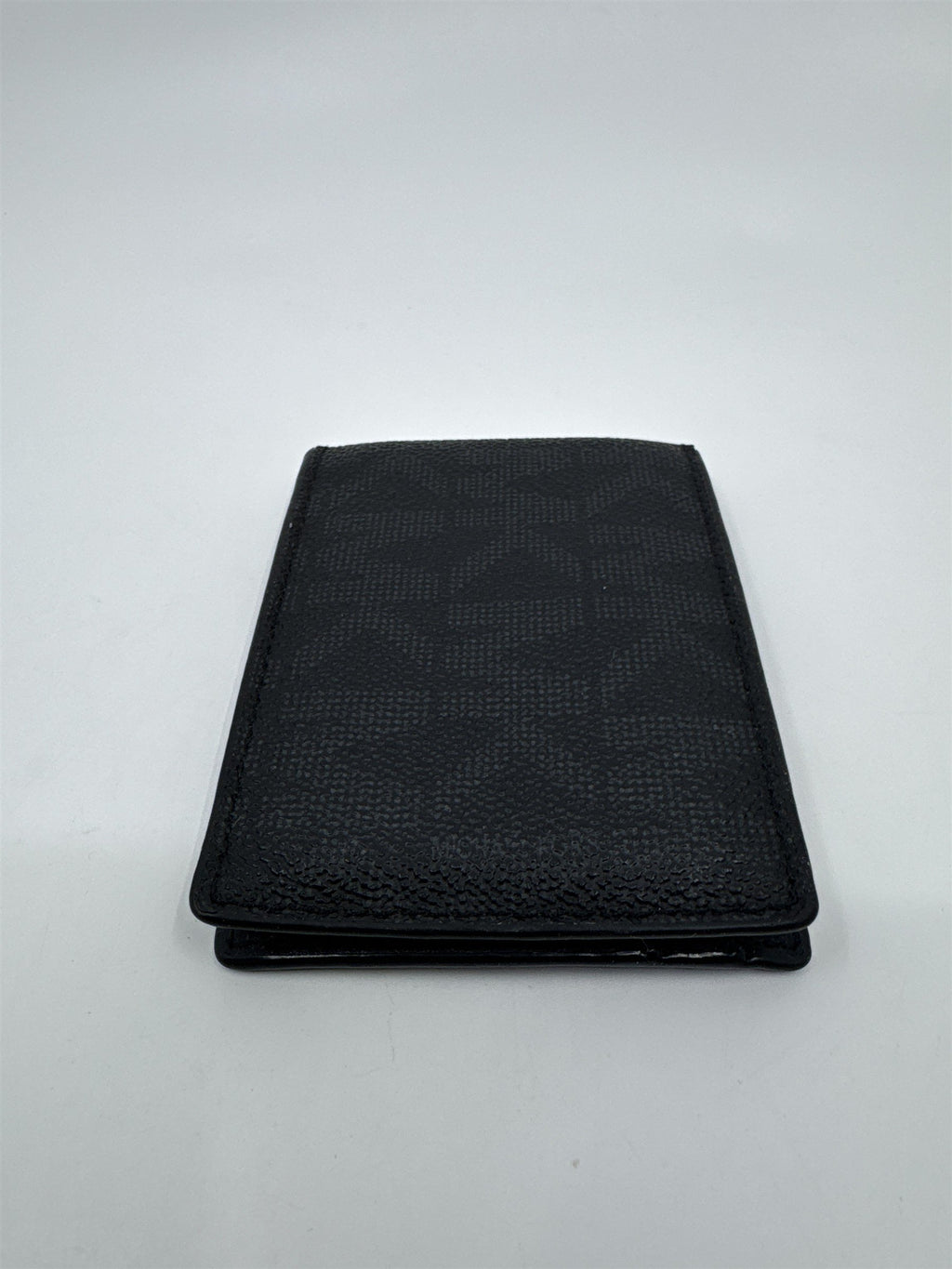 Michael Kors Black Leather MK Pattern Card Wallet