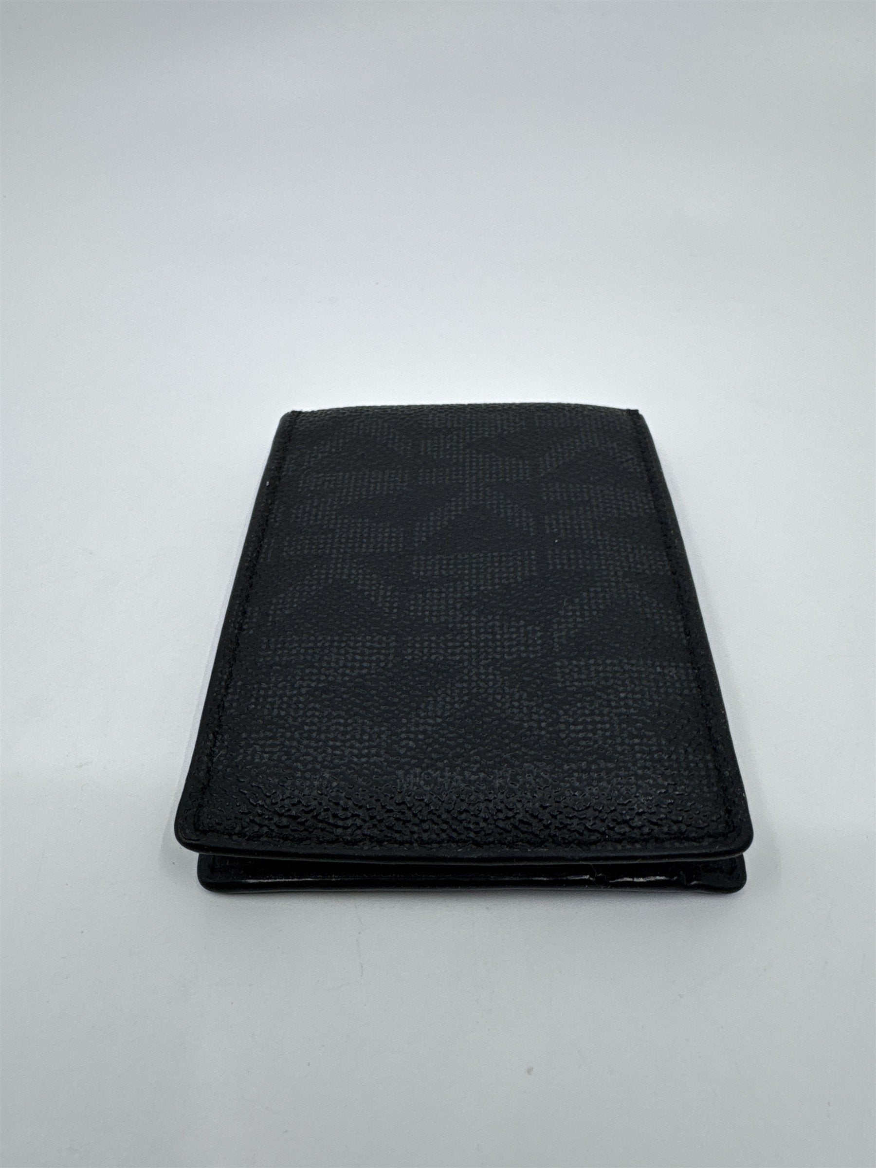 Michael Kors Black Leather MK Pattern Card Wallet