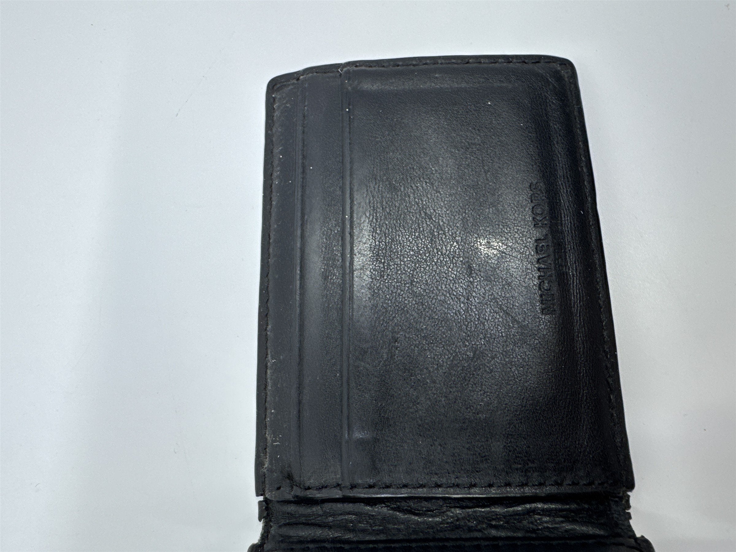 Michael Kors Black Leather MK Pattern Card Wallet