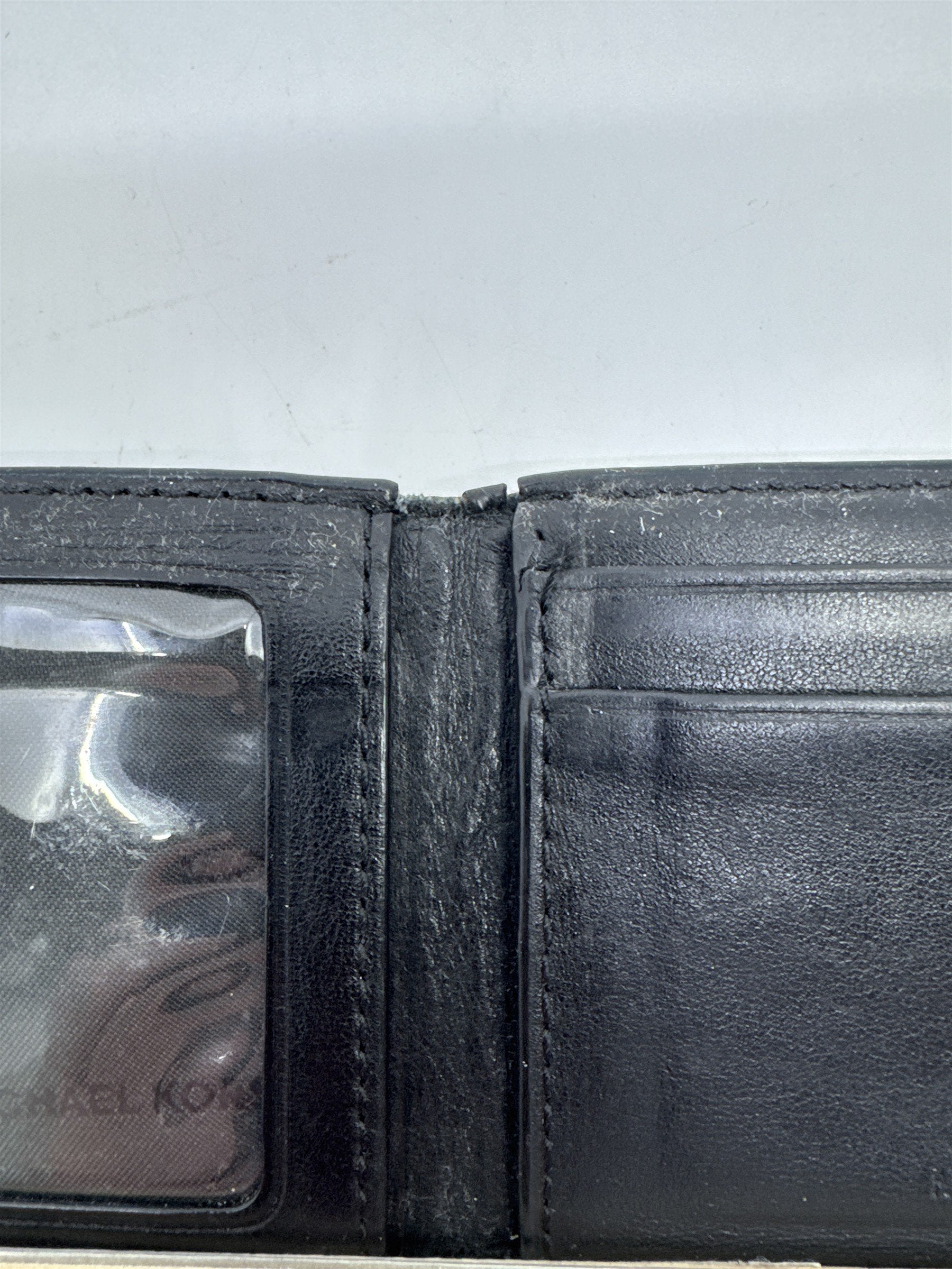 Michael Kors Black Leather MK Pattern Card Wallet