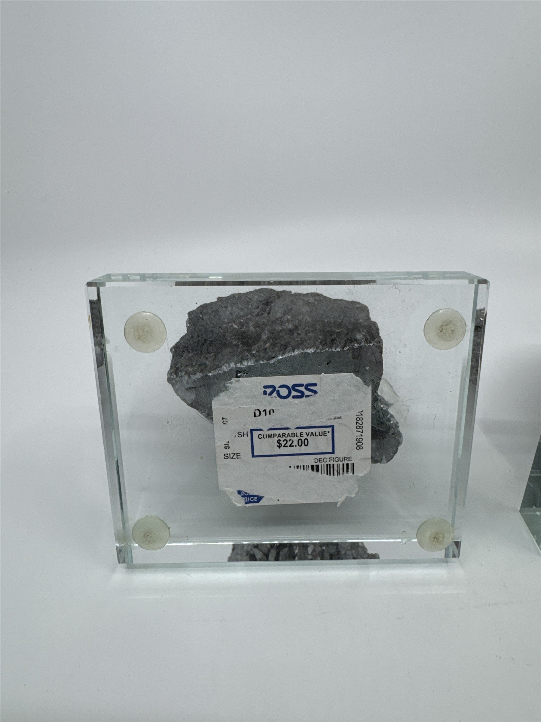 Set of Two Silver Pyrite? Paperweight Decorative Sculptures on Glass Bases
