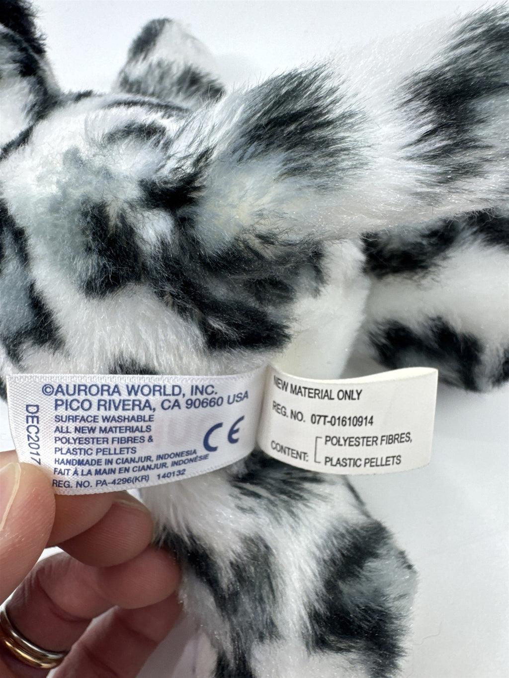 Stuffed Animal Leopard White And Grey Plush Leopard Aurora Brand