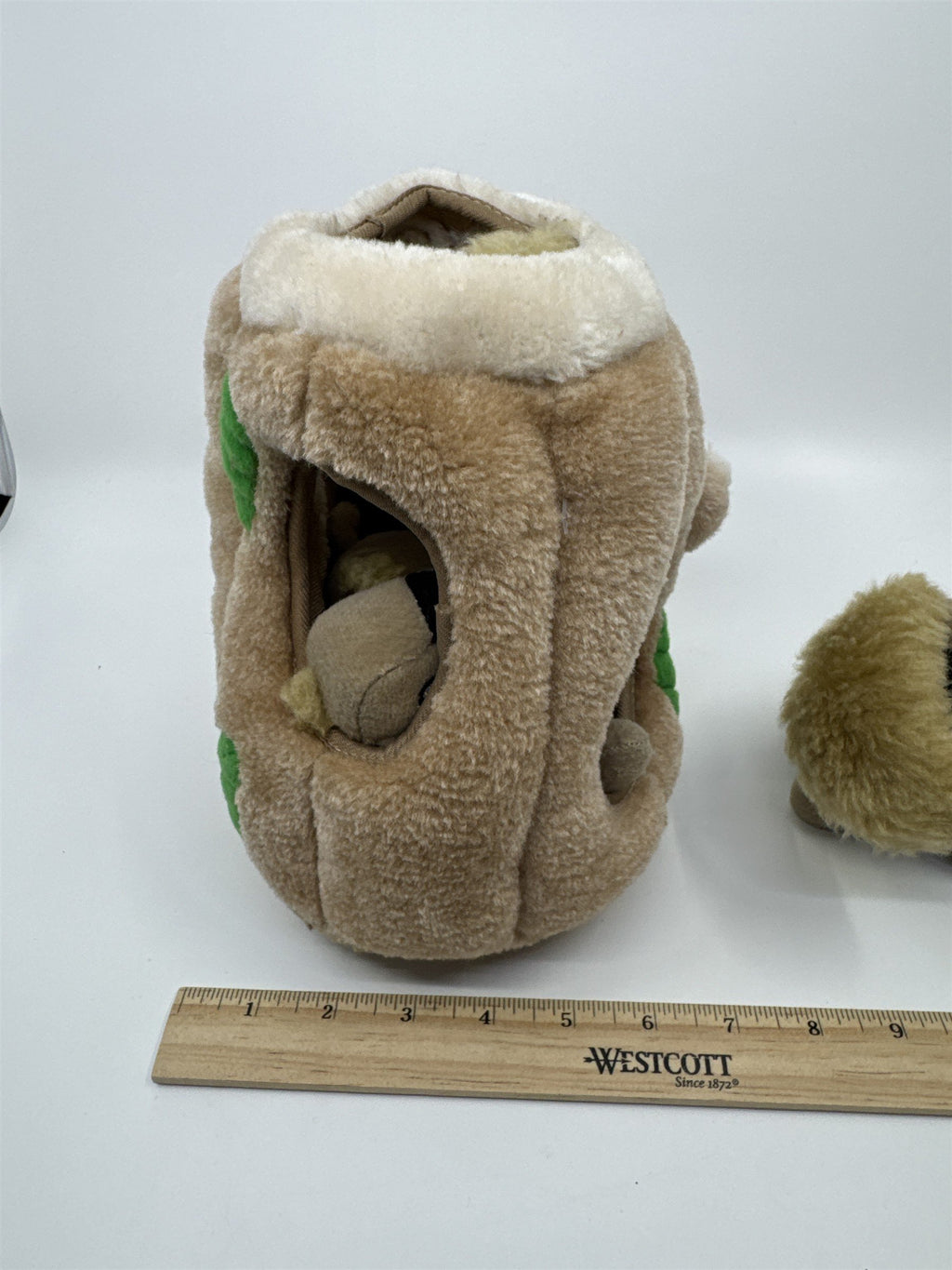 Squirrel And Tree Trunk Squeaker Large Dog Toy With Three Squirrels