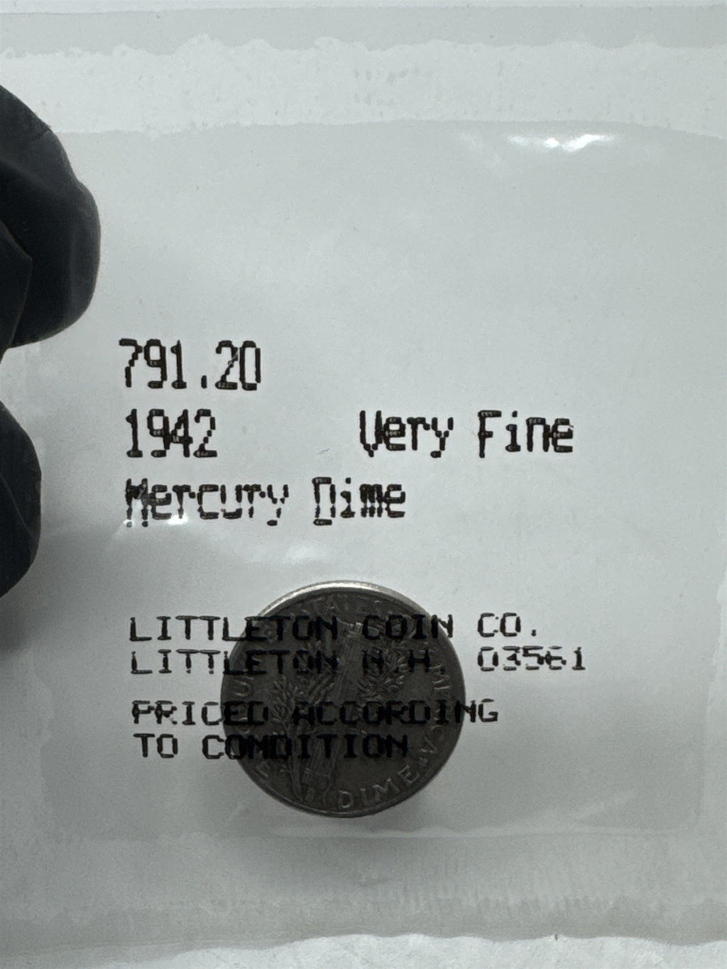 1942 Mercury Dime Littleton Coin Co US 90% Silver Coin VF Condition